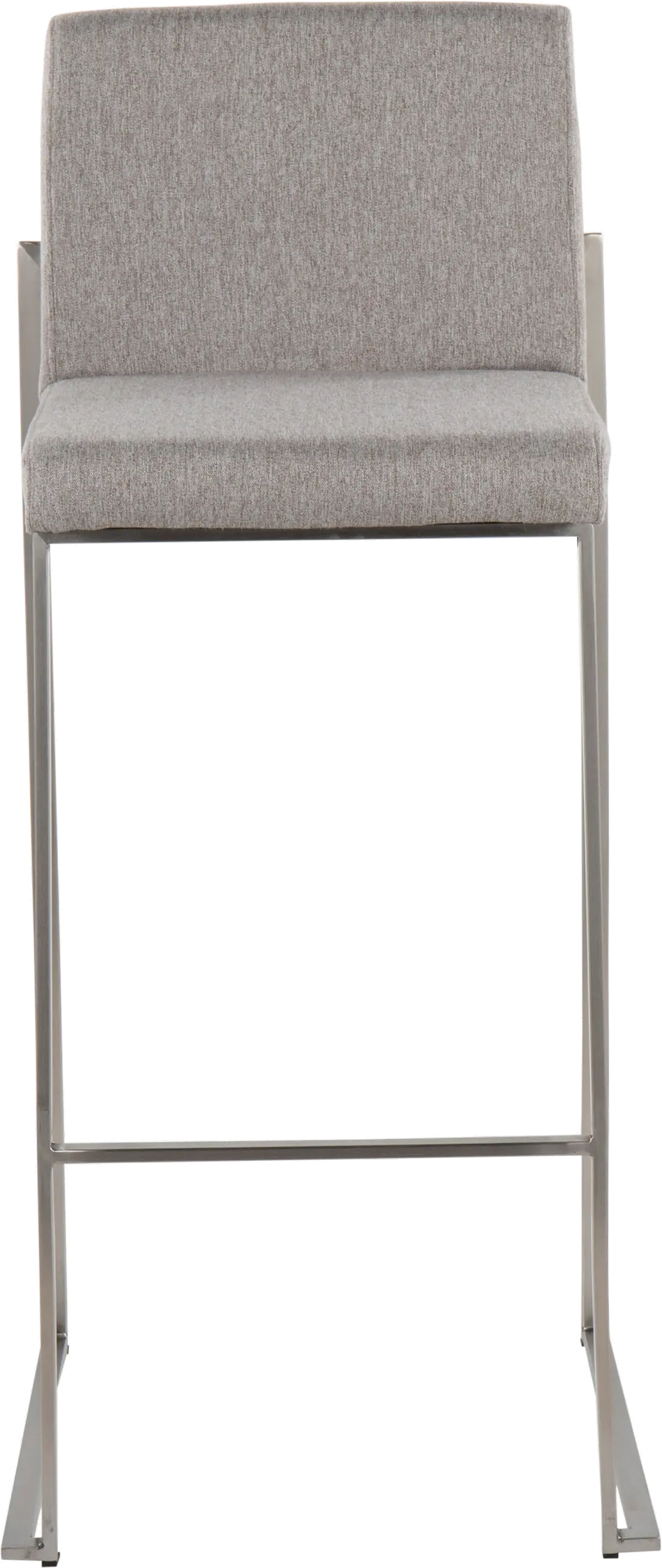 B30-FUJIHB SSFGY2 Fuji High Back Stainless & Light Gray Barstools, Set of 2-3