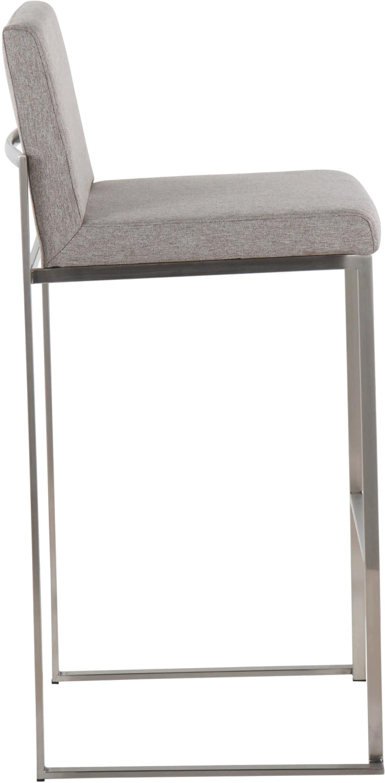 B30-FUJIHB SSFGY2 Fuji High Back Stainless & Light Gray Barstools, Set of 2-4