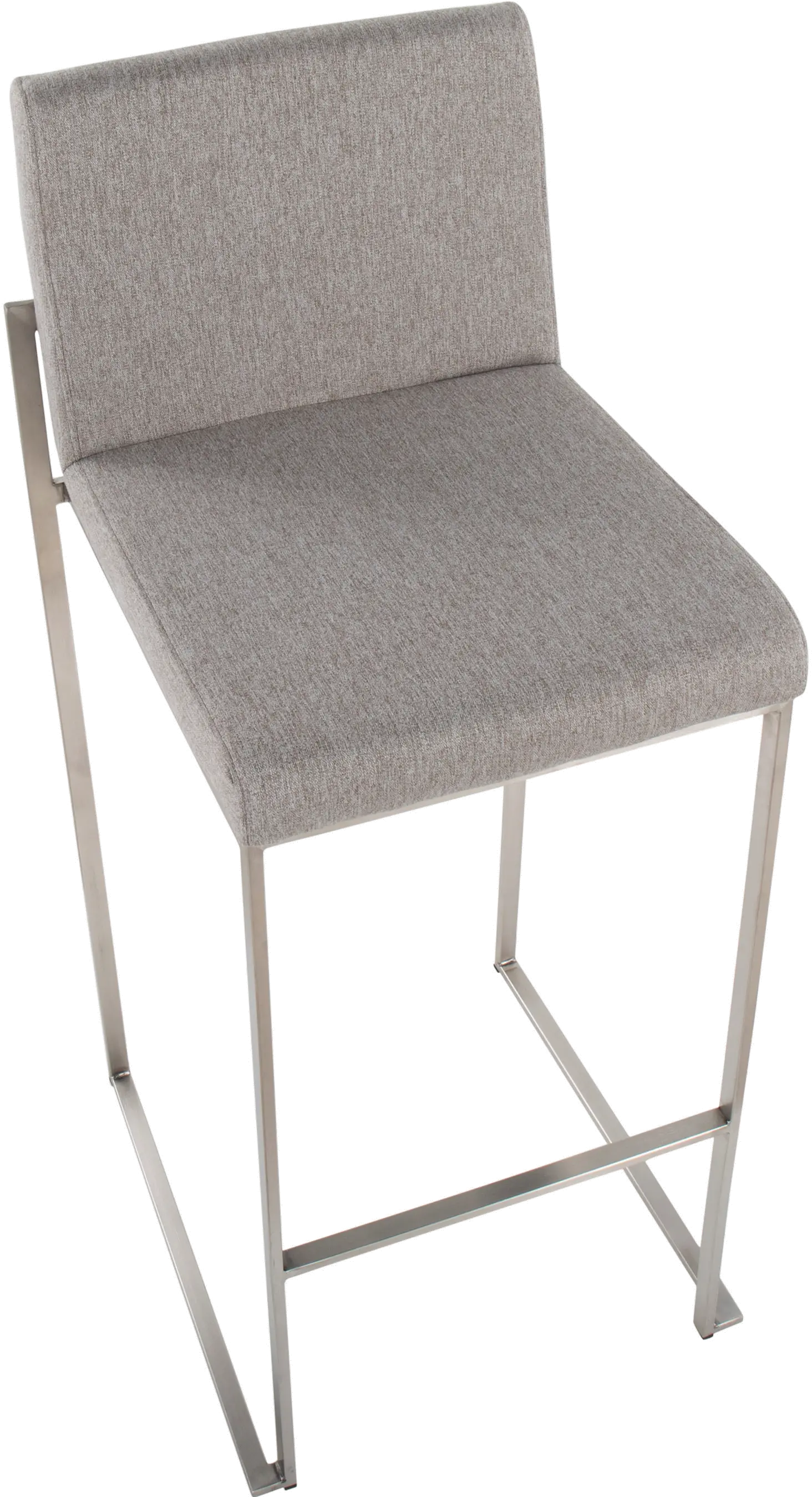 B30-FUJIHB SSFGY2 Fuji High Back Stainless & Light Gray Barstools, Set of 2-6