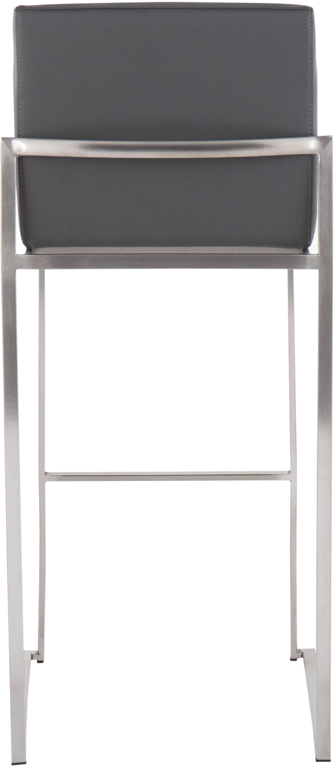 B30-FUJIHB SSGY2 Fuji High Back Stainless & Gray Faux Leather Barstools, Set of 2-5