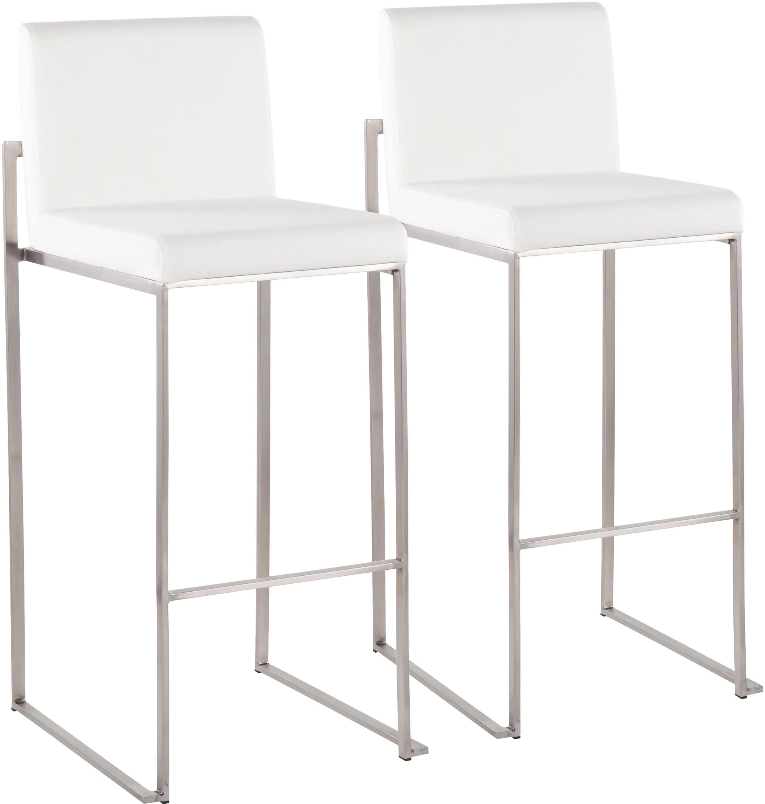 B30-FUJIHB SSVW2 Fuji High Back Stainless & White Velvet Barstools, Set of 2-1