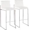 B30-FUJIHB SSVW2 Fuji High Back Stainless & White Velvet Barstools, Set of 2
