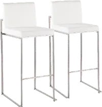 B30-FUJIHB SSVW2 Fuji High Back Stainless & White Velvet Barstools, Set of 2