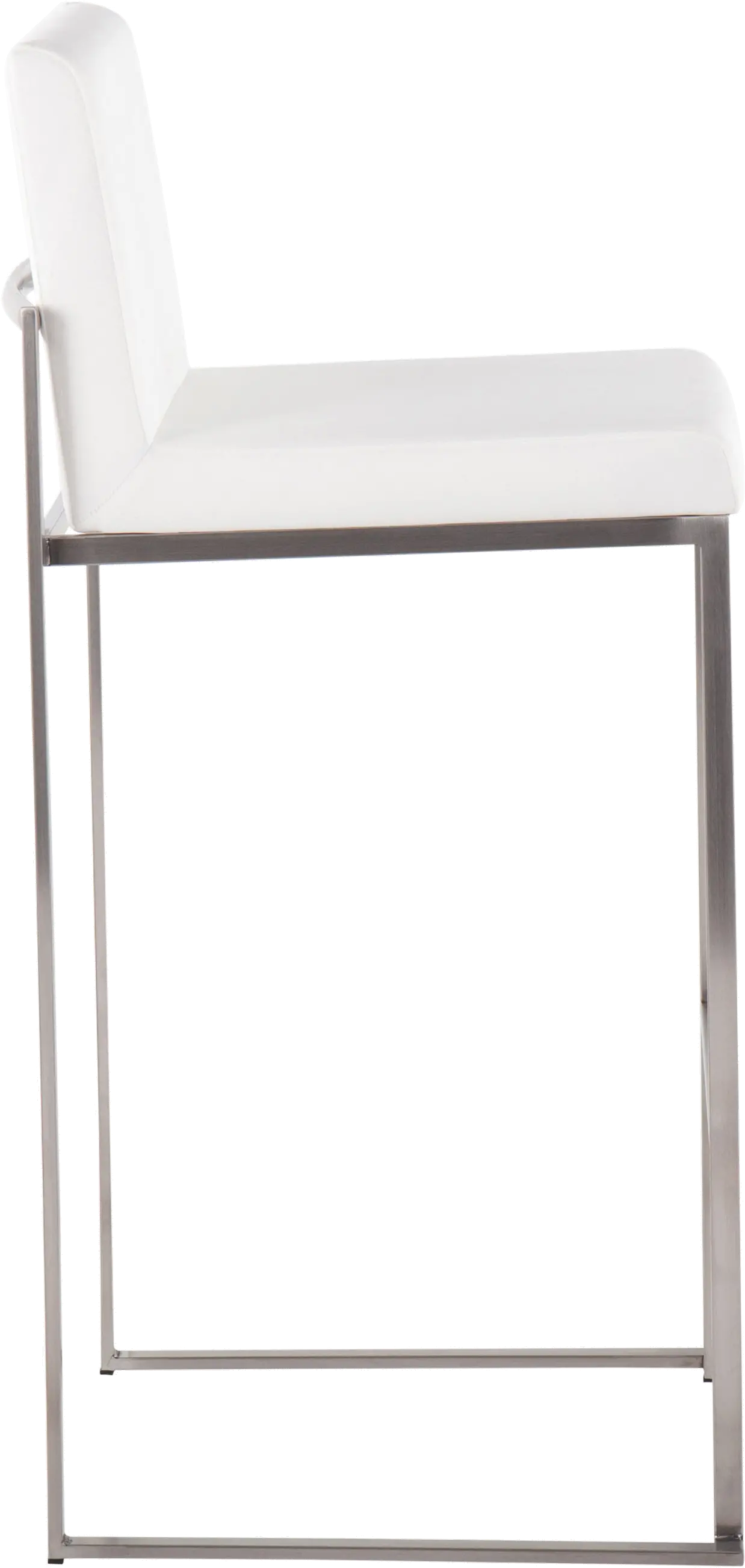 B30-FUJIHB SSVW2 Fuji High Back Stainless & White Velvet Barstools, Set of 2-4
