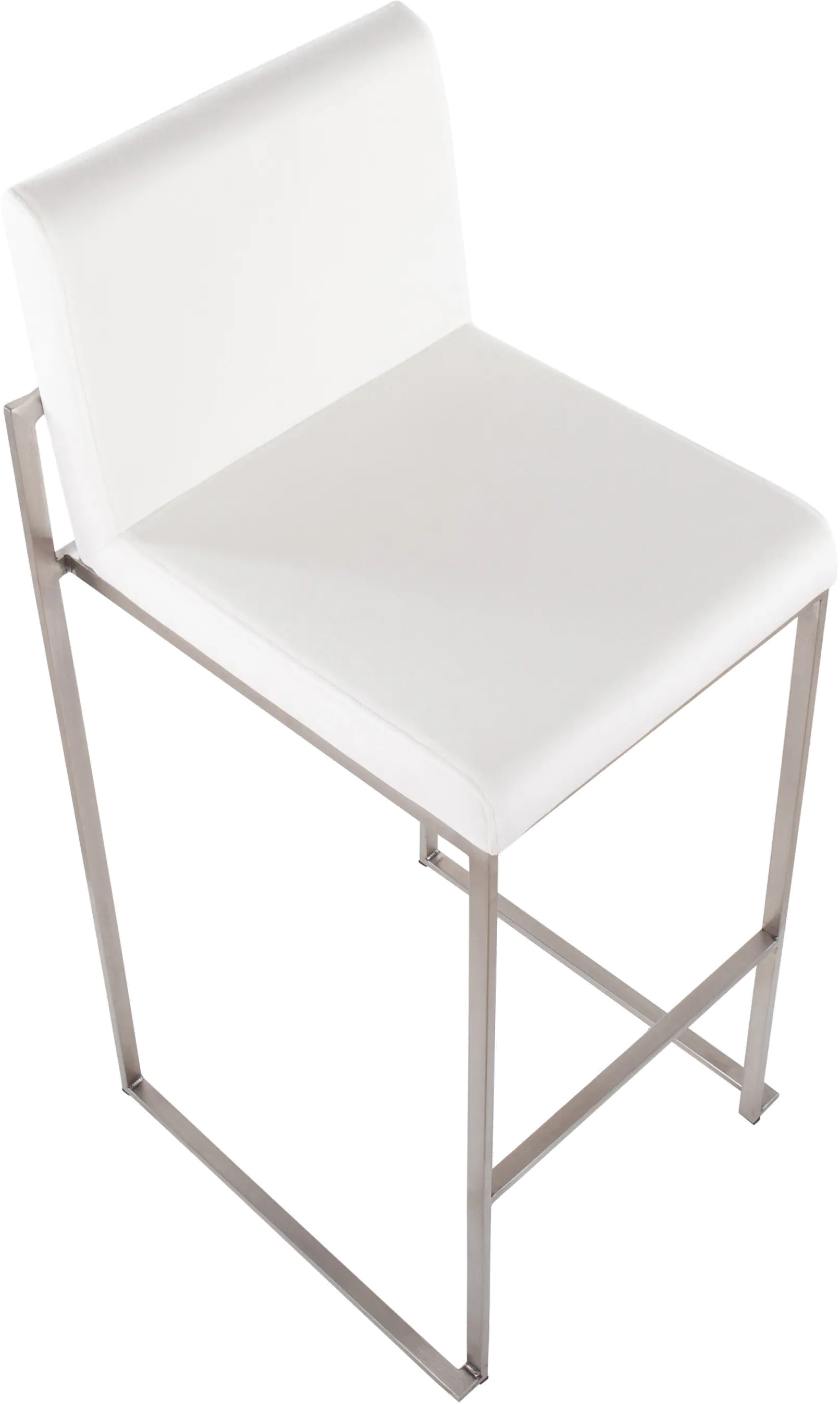 B30-FUJIHB SSVW2 Fuji High Back Stainless & White Velvet Barstools, Set of 2-6
