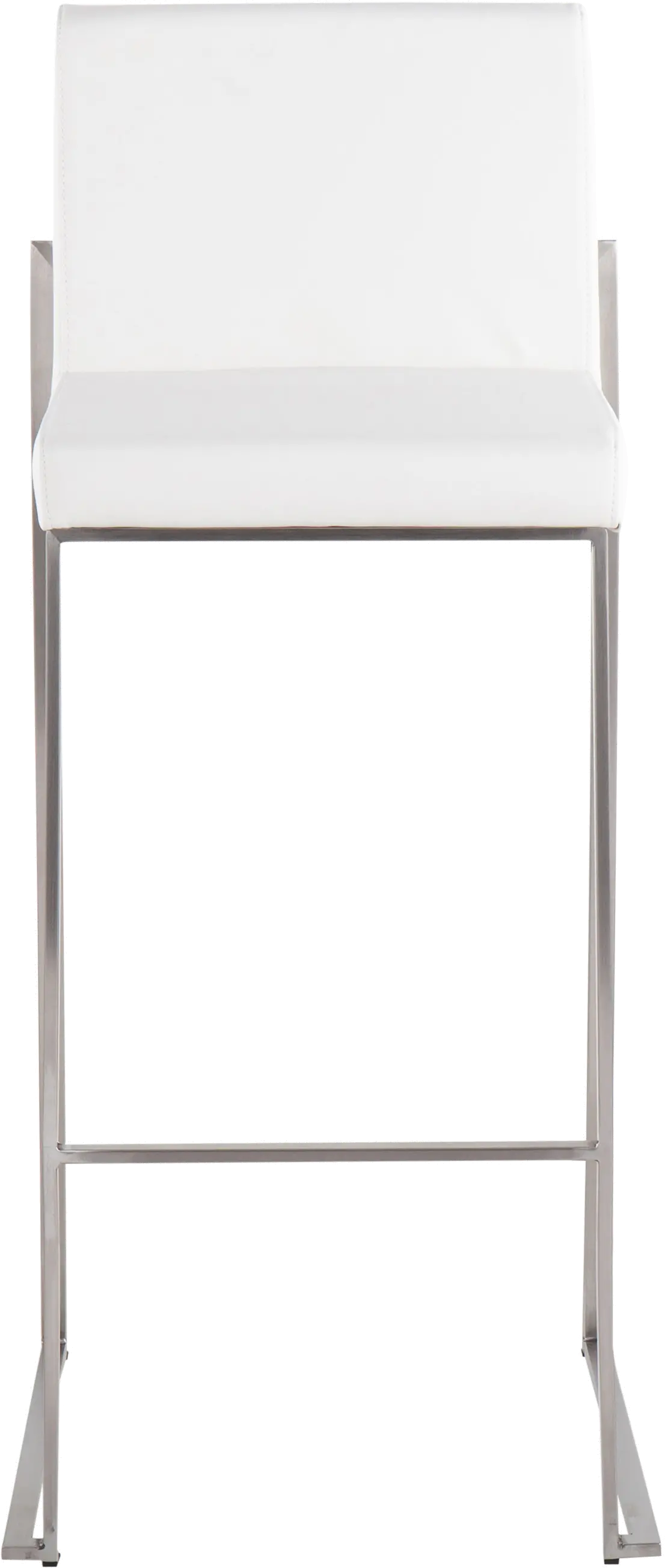 B30-FUJIHB SSW2 Fuji High Back Stainless & White Faux Leather Barstools, Set of 2-3
