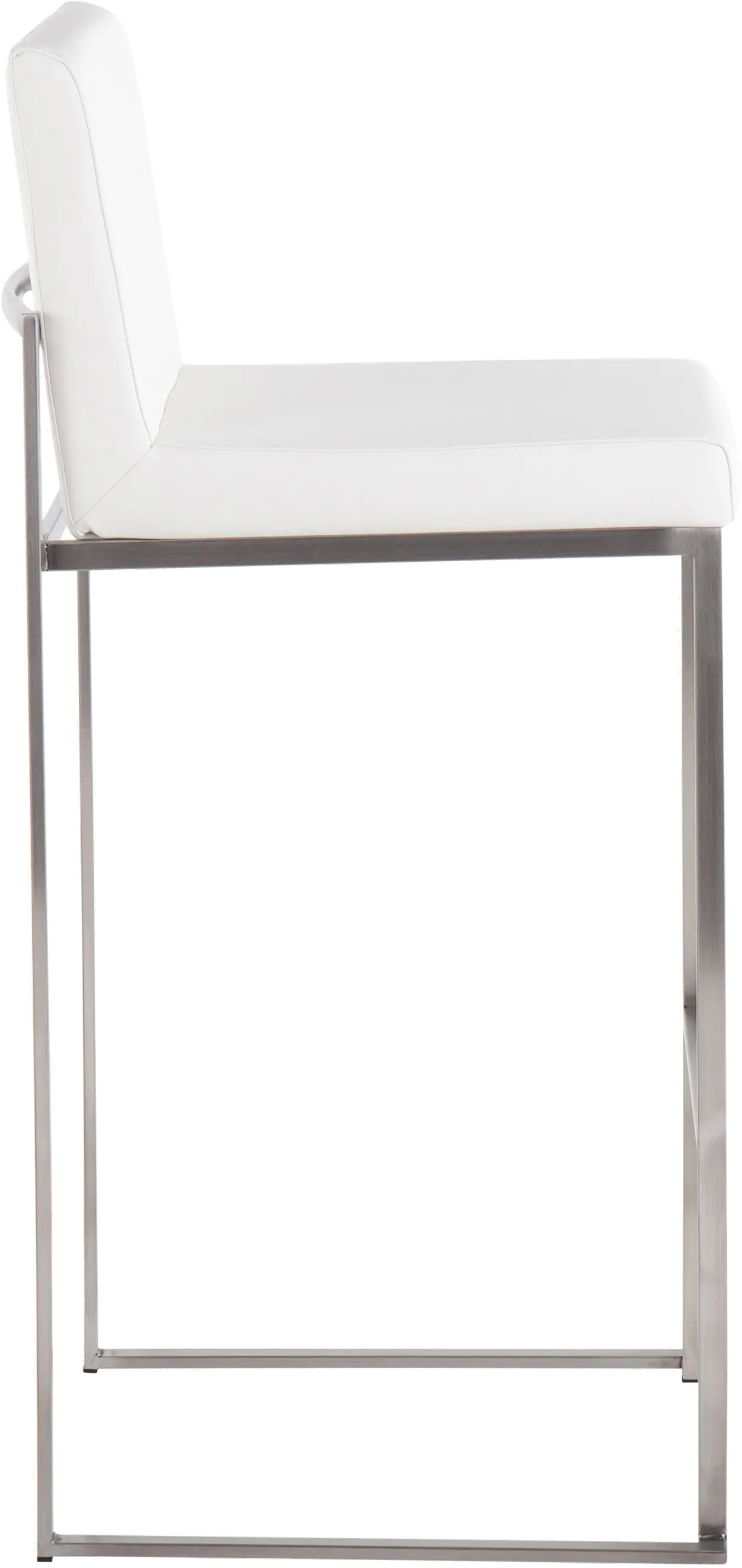 B30-FUJIHB SSW2 Fuji High Back Stainless & White Faux Leather Barstools, Set of 2-4