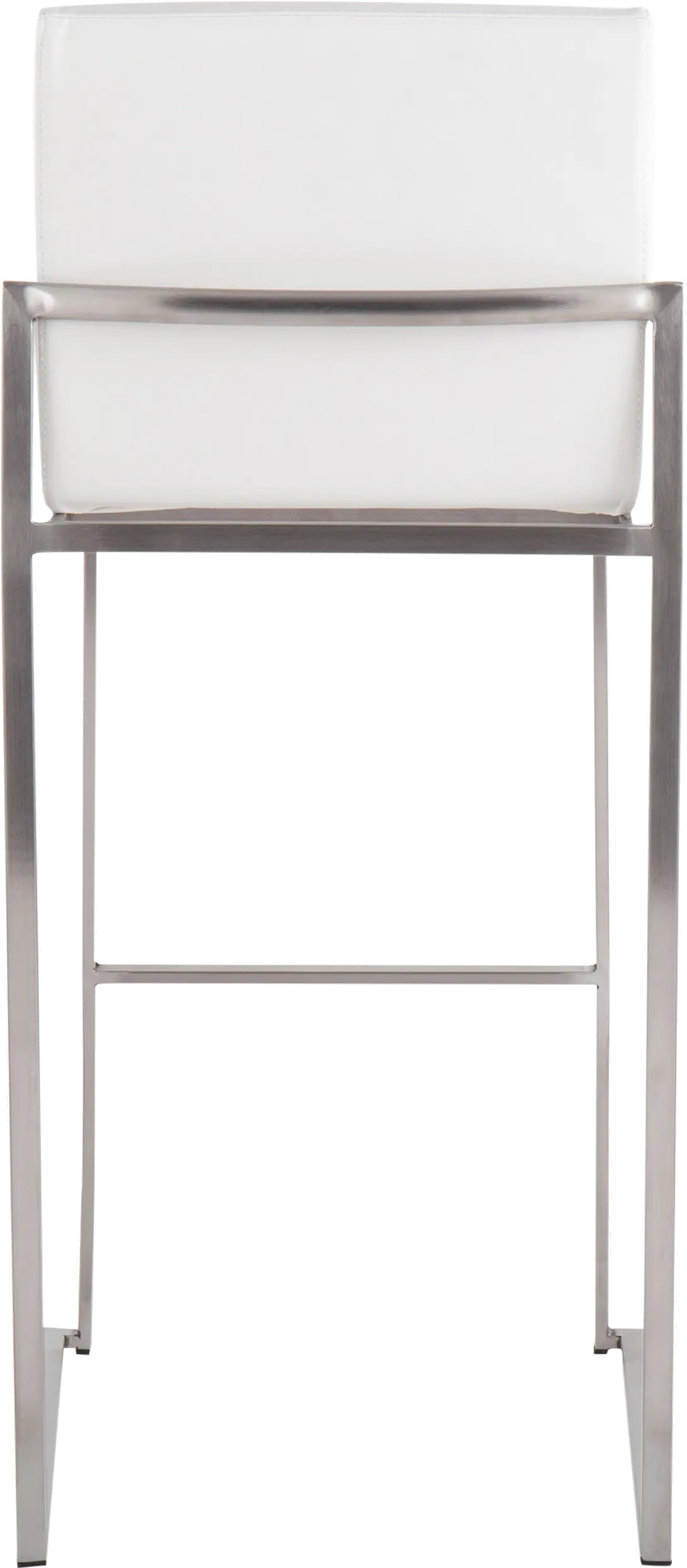 B30-FUJIHB SSW2 Fuji High Back Stainless & White Faux Leather Barstools, Set of 2-5