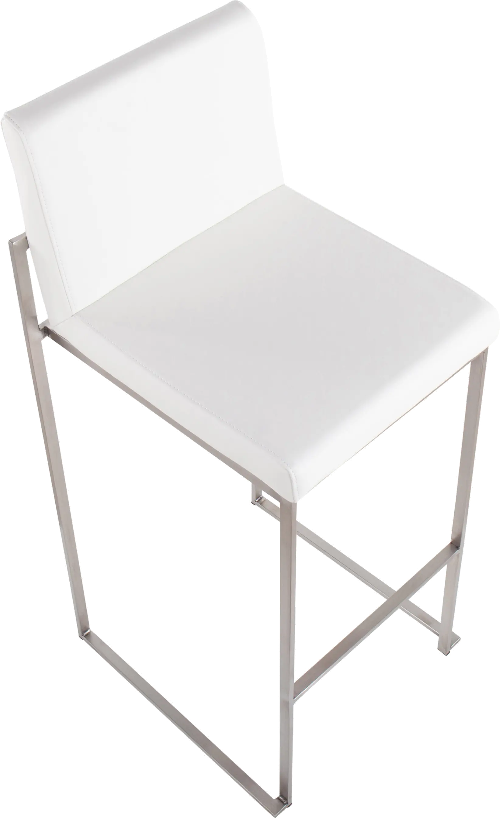 B30-FUJIHB SSW2 Fuji High Back Stainless & White Faux Leather Barstools, Set of 2-6