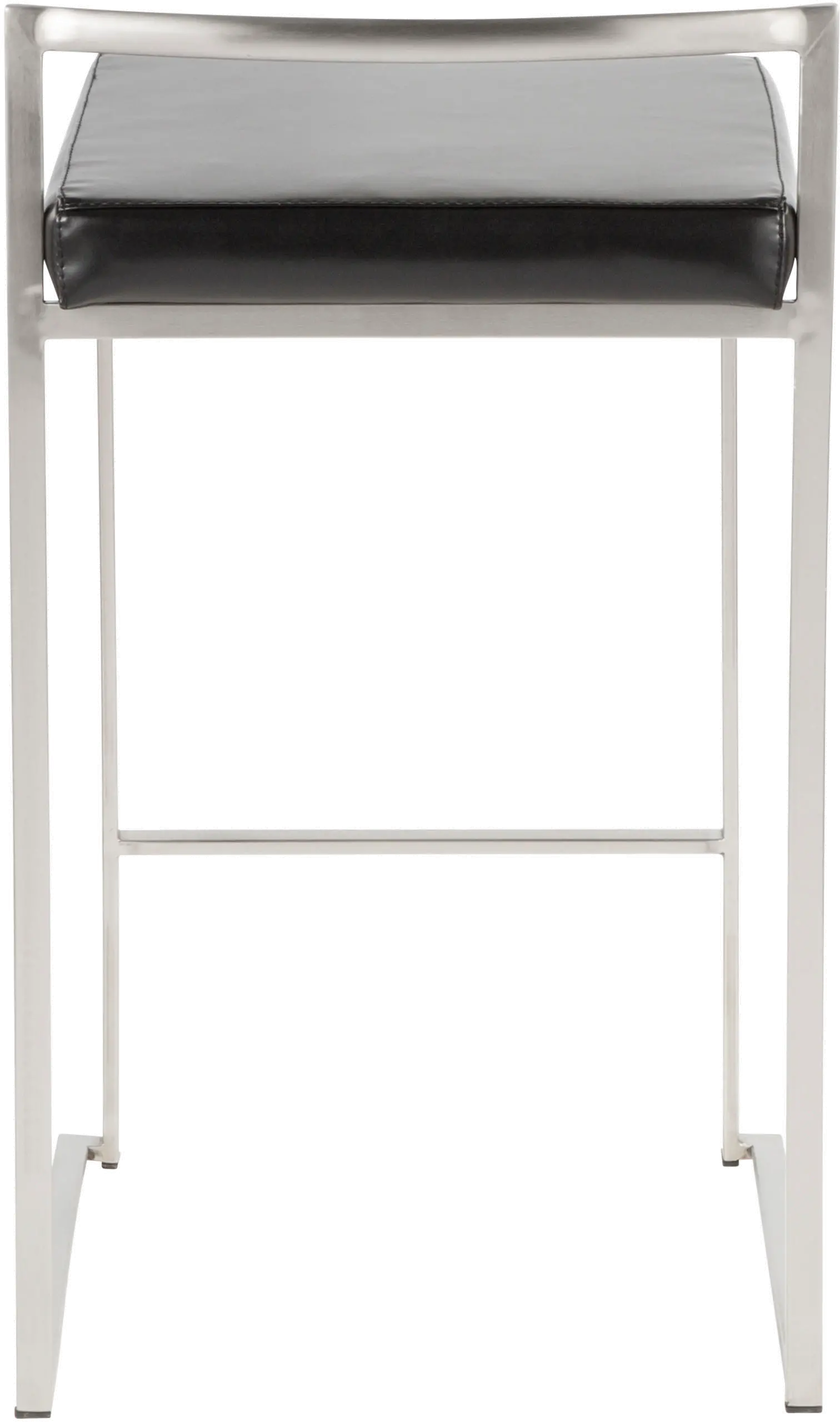 CS-FUJI BK2 Fuji Low Back Stainless & Black Faux Leather Counter Stools, Set of 2-5