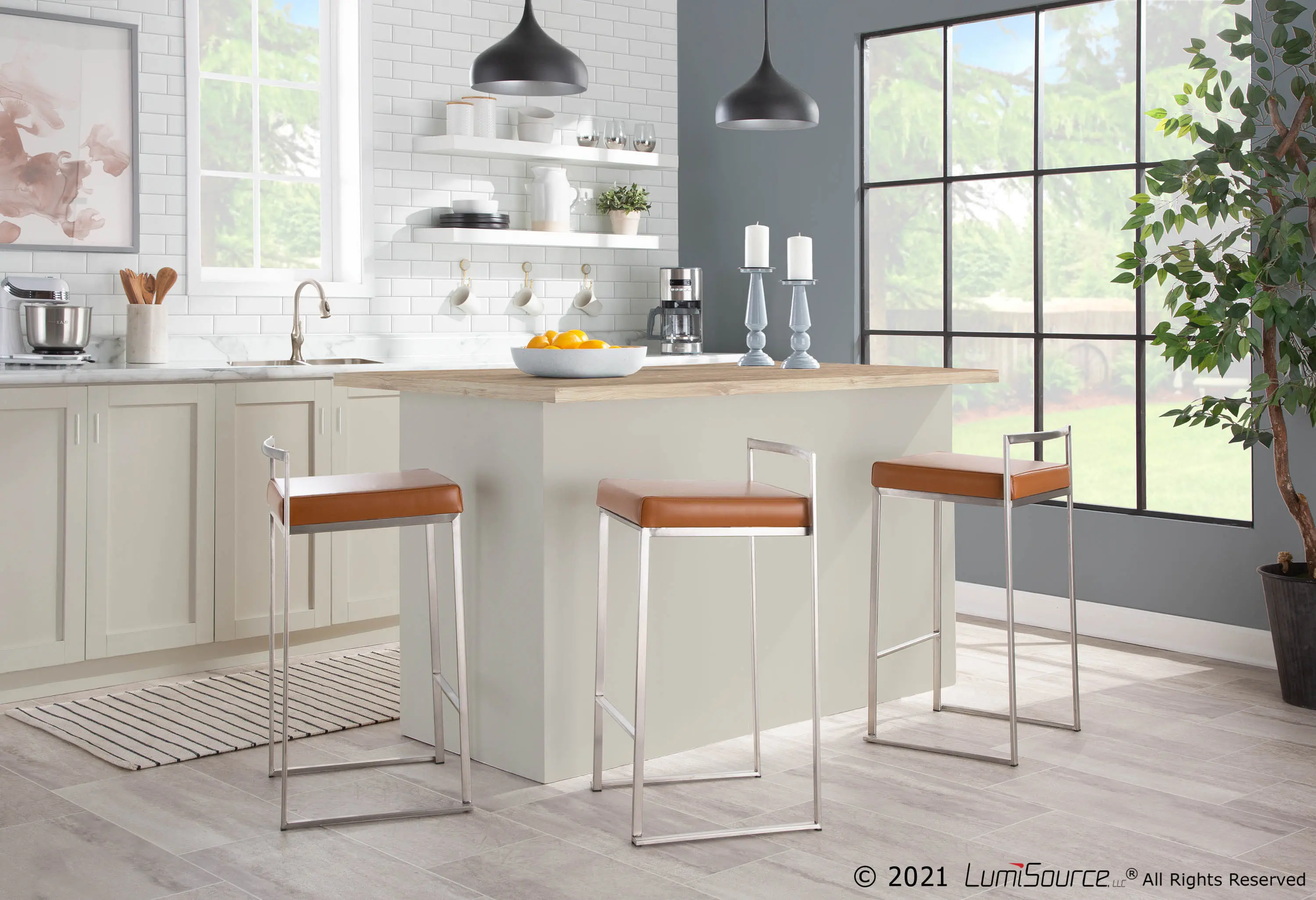 B26-FUJI CAM2 Fuji Low Back Stainless & Camel Faux Leather Counter Stools, Set of 2-2
