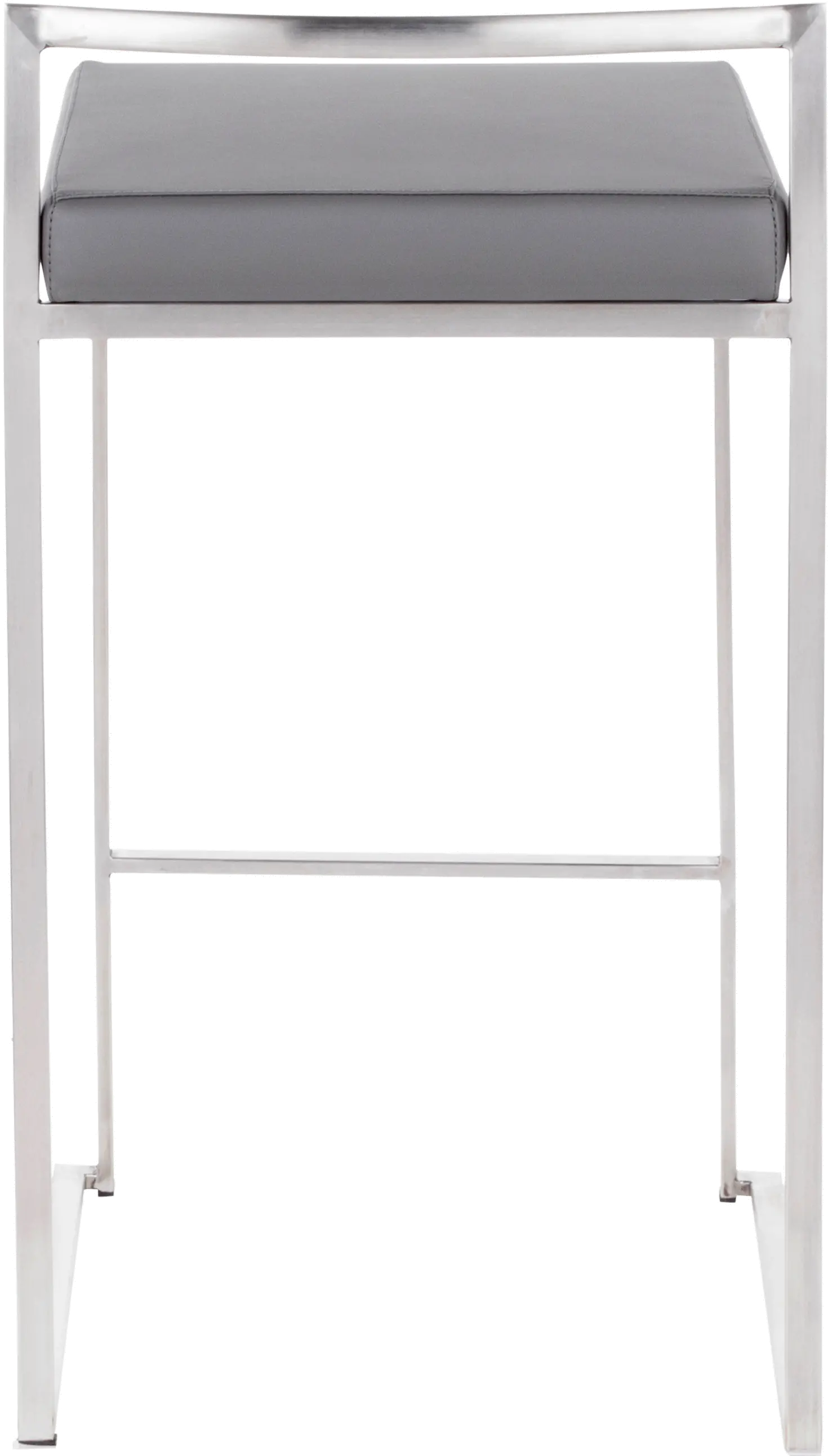 B26-FUJI GY2 Fuji Low Back Stainless & Gray Faux Leather Counter Stools, Set of 2-5