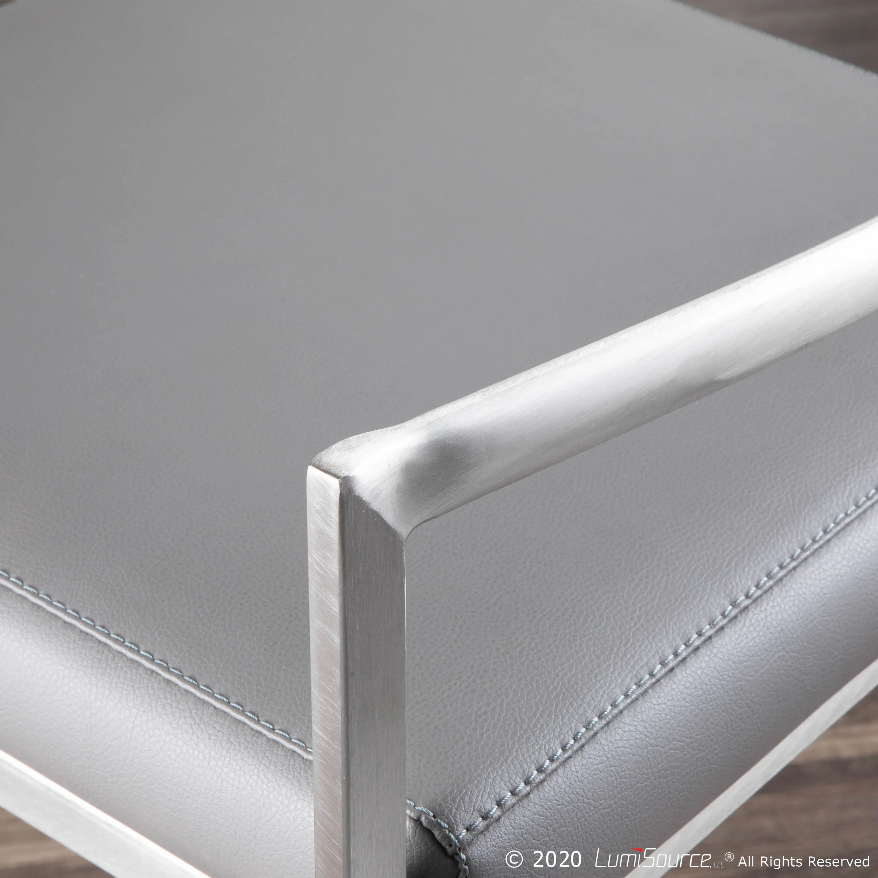 B26-FUJI GY2 Fuji Low Back Stainless & Gray Faux Leather Counter Stools, Set of 2-7