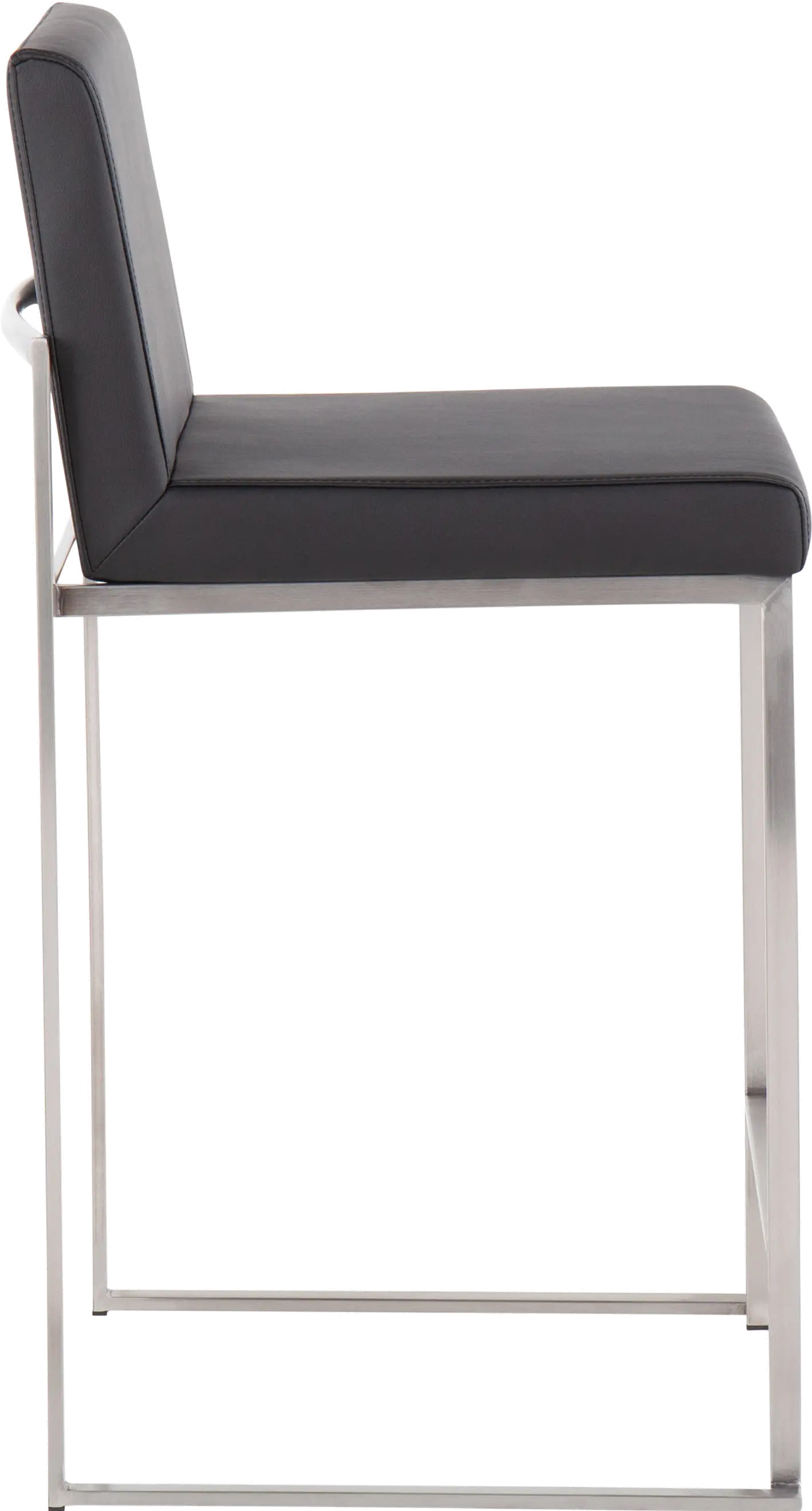 B26-FUJIHB SSBK2 Fuji High Back Stainless & Black Faux Leather Counter Stools, Set of 2-5