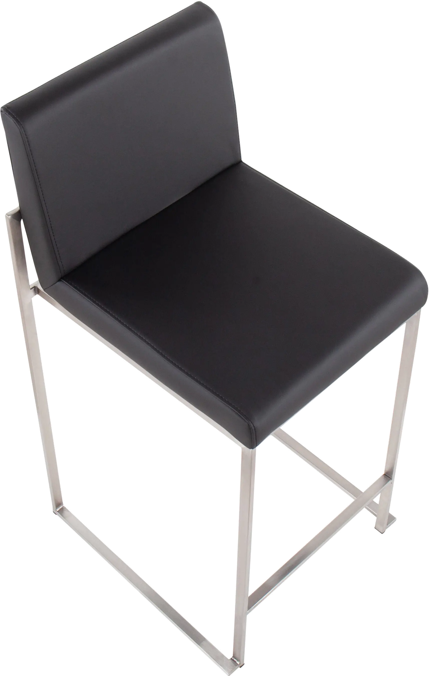 B26-FUJIHB SSBK2 Fuji High Back Stainless & Black Faux Leather Counter Stools, Set of 2-7