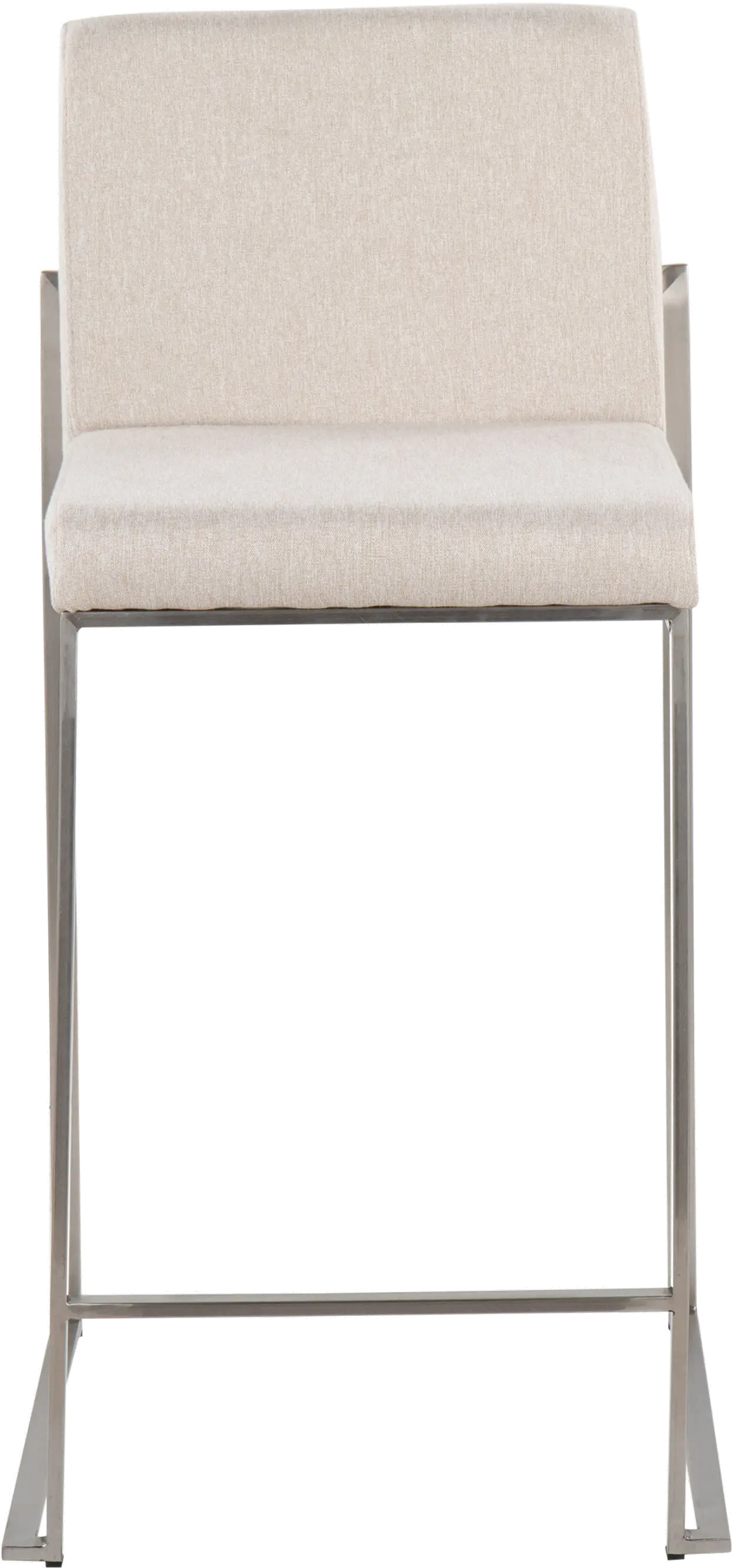 B26-FUJIHB SSFBG2 Fuji High Back Stainless & Beige Counter Stools, Set of 2-3