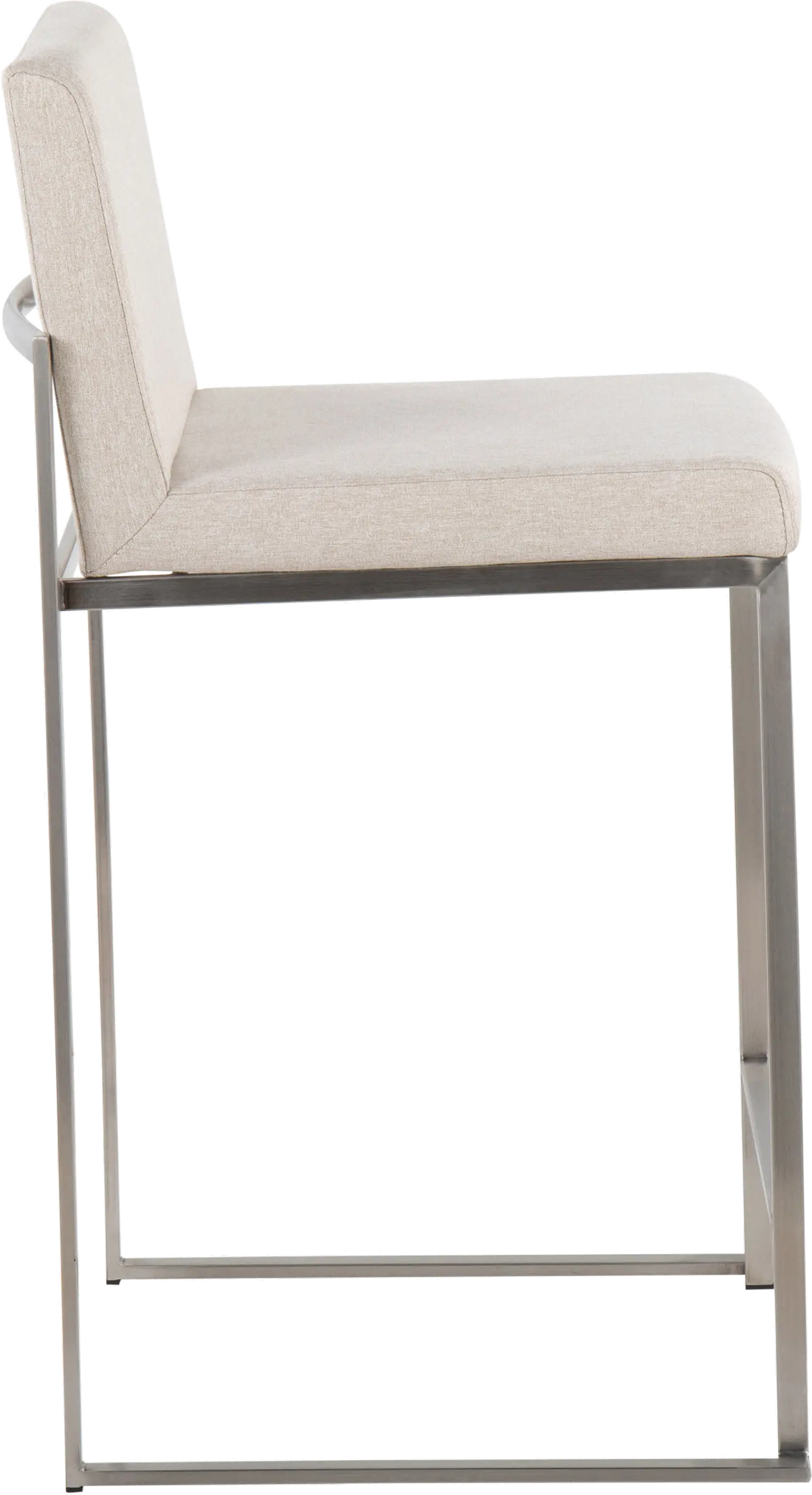 B26-FUJIHB SSFBG2 Fuji High Back Stainless & Beige Counter Stools, Set of 2-4