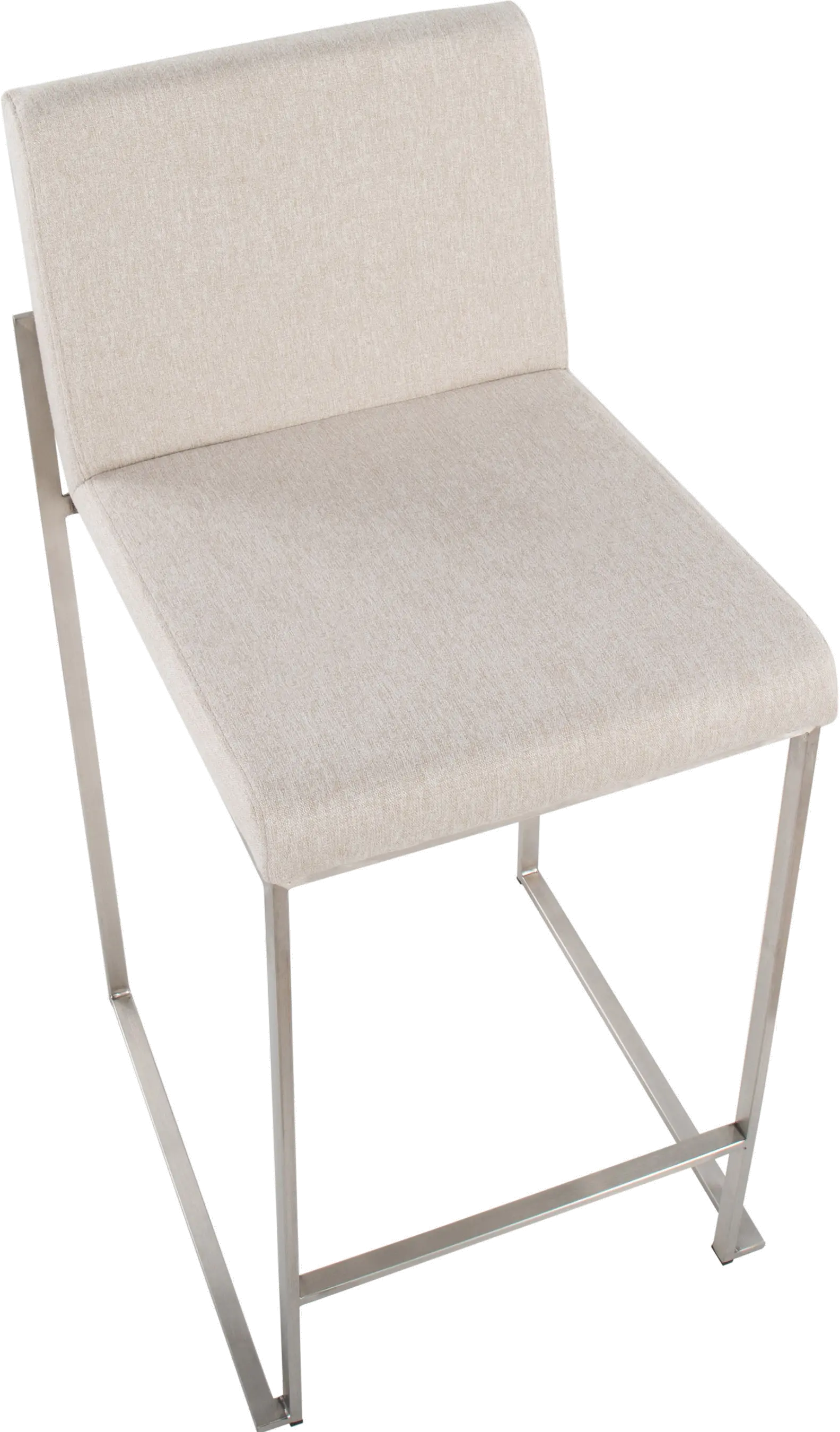 B26-FUJIHB SSFBG2 Fuji High Back Stainless & Beige Counter Stools, Set of 2-6