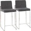 B26-FUJIHB SSFCHAR2 Fuji High Back Stainless & Charcoal Counter Stools, Set of 2