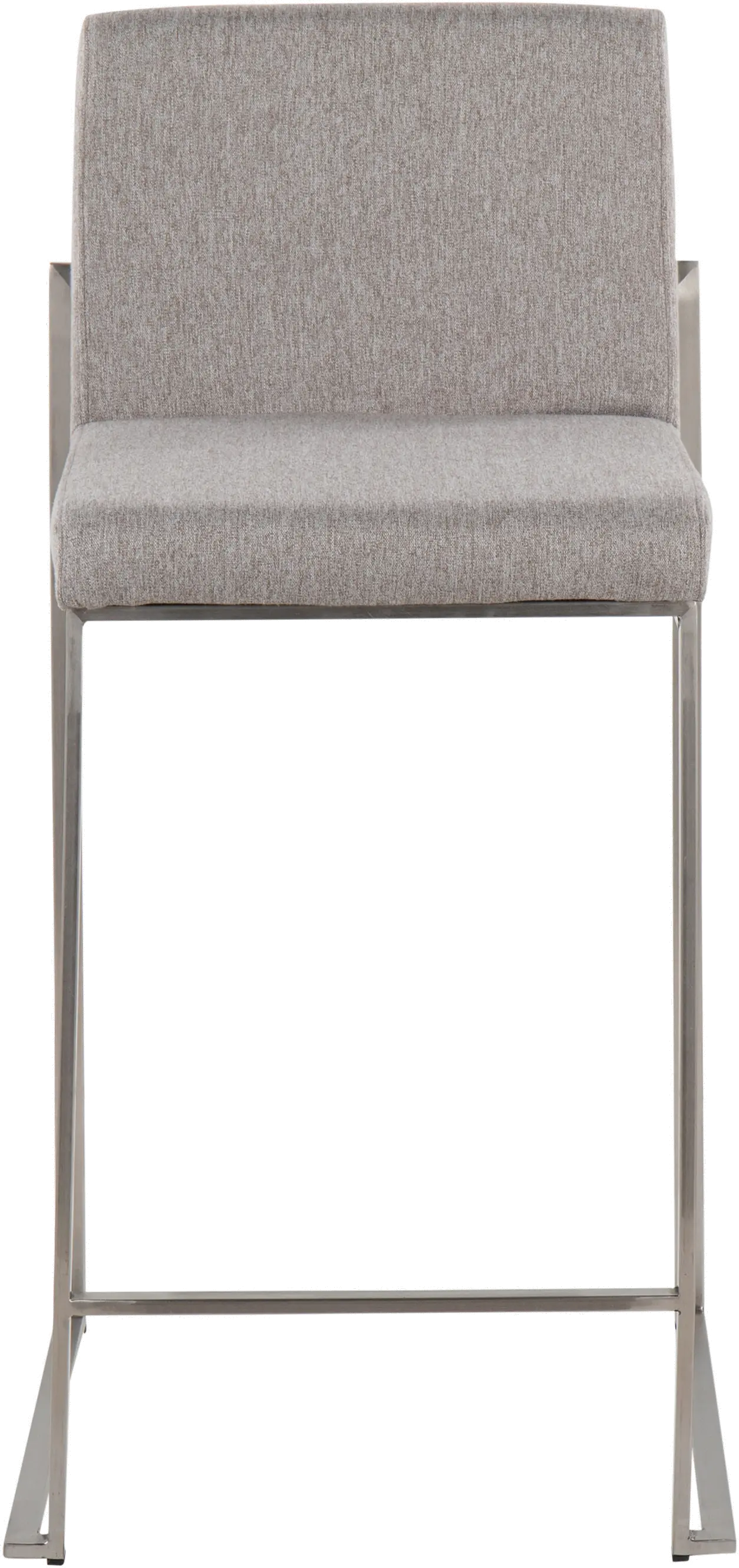 B26-FUJIHB SSFGY2 Fuji High Back Stainless & Light Gray Counter Stools, Set of 2-3