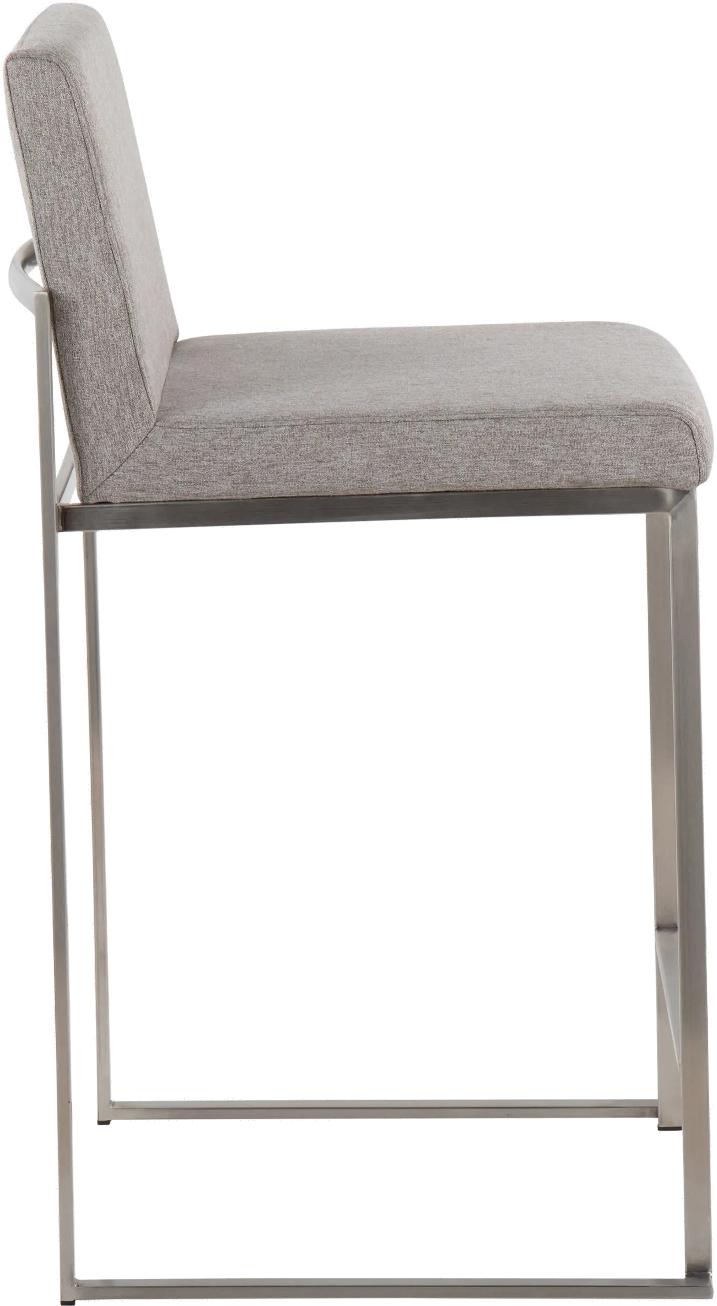 B26-FUJIHB SSFGY2 Fuji High Back Stainless & Light Gray Counter Stools, Set of 2-4