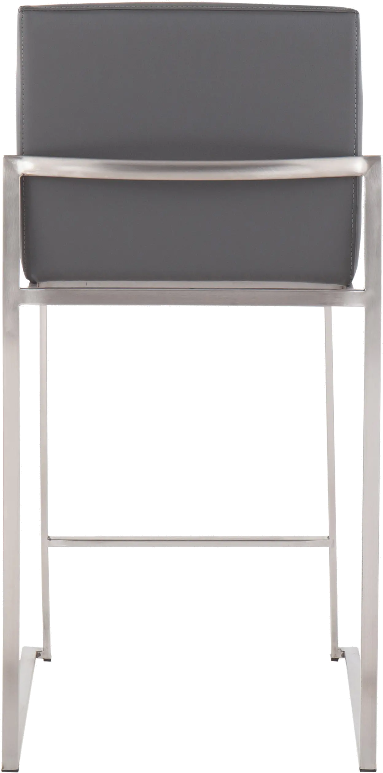 B26-FUJIHB SSGY2 Fuji High Back Stainless & Gray Faux Leather Counter Stools, Set of 2-5