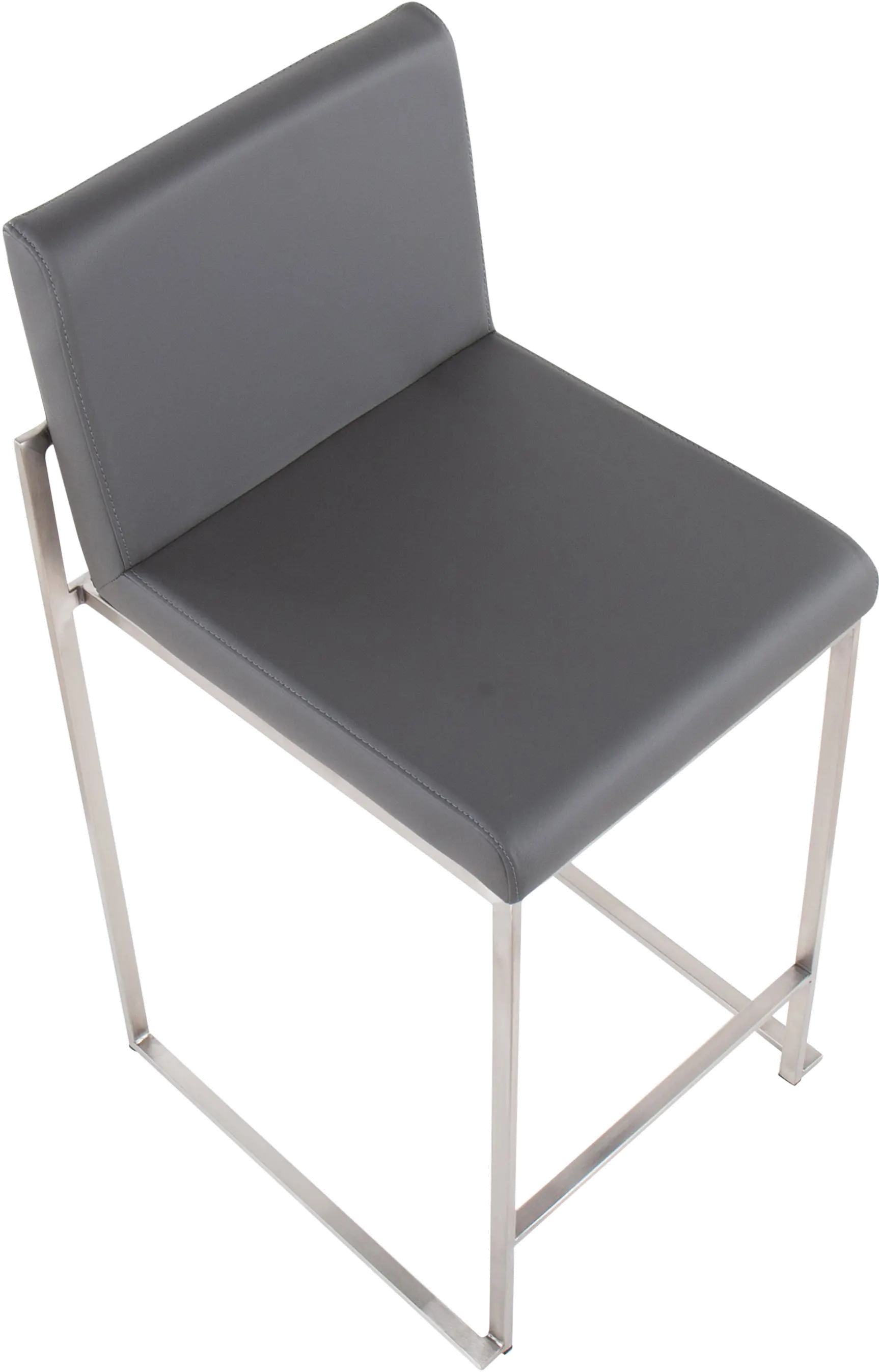 B26-FUJIHB SSGY2 Fuji High Back Stainless & Gray Faux Leather Counter Stools, Set of 2-6