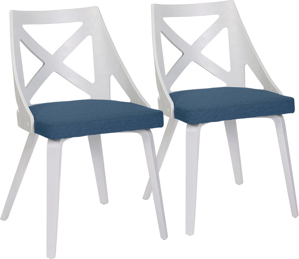 Charlotte White & Blue Dining Chairs Set of 2
