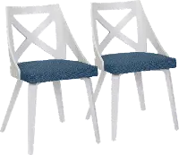 CH-CHARLOT WTXTBU2 Charlotte White & Blue Dining Chairs, Set of 2