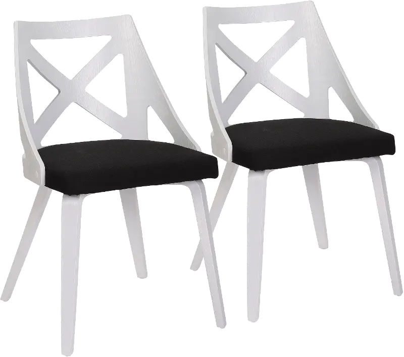 Charlotte White & Charcoal Dining Chairs, Set of 2