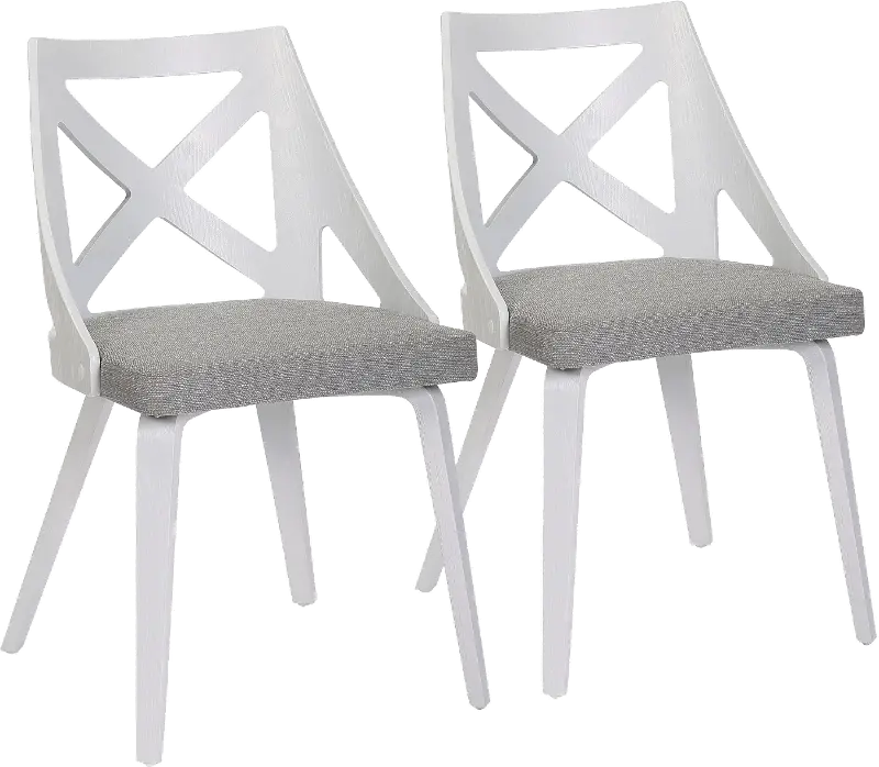 Charlotte White & Light Gray Dining Chairs, Set of 2
