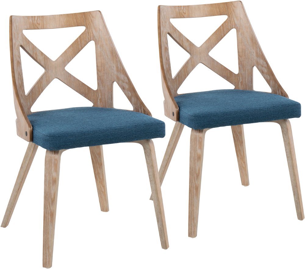 Charlotte Light Brown & Blue Dining Chairs Set of 2