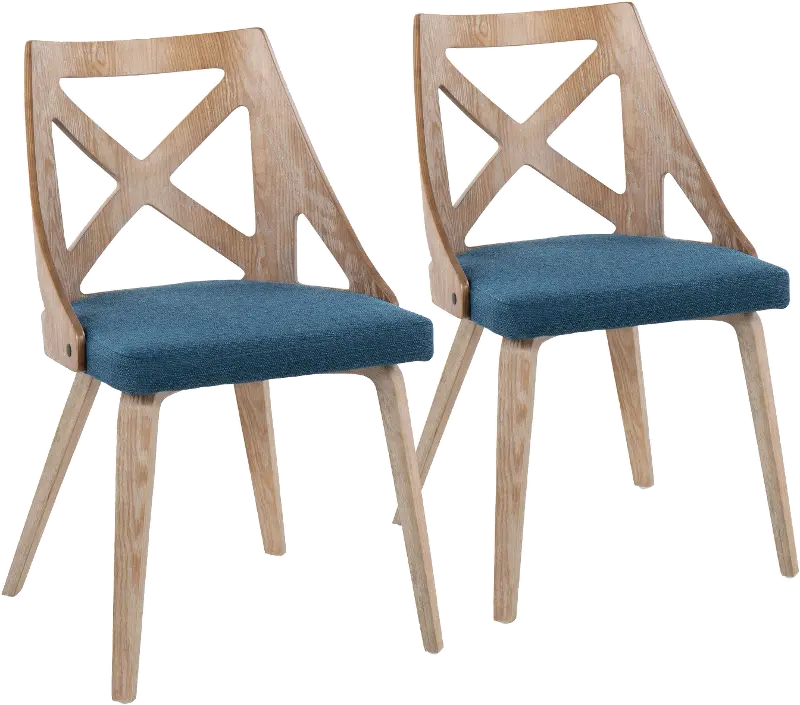 Charlotte Light Brown & Blue Dining Chairs, Set of 2