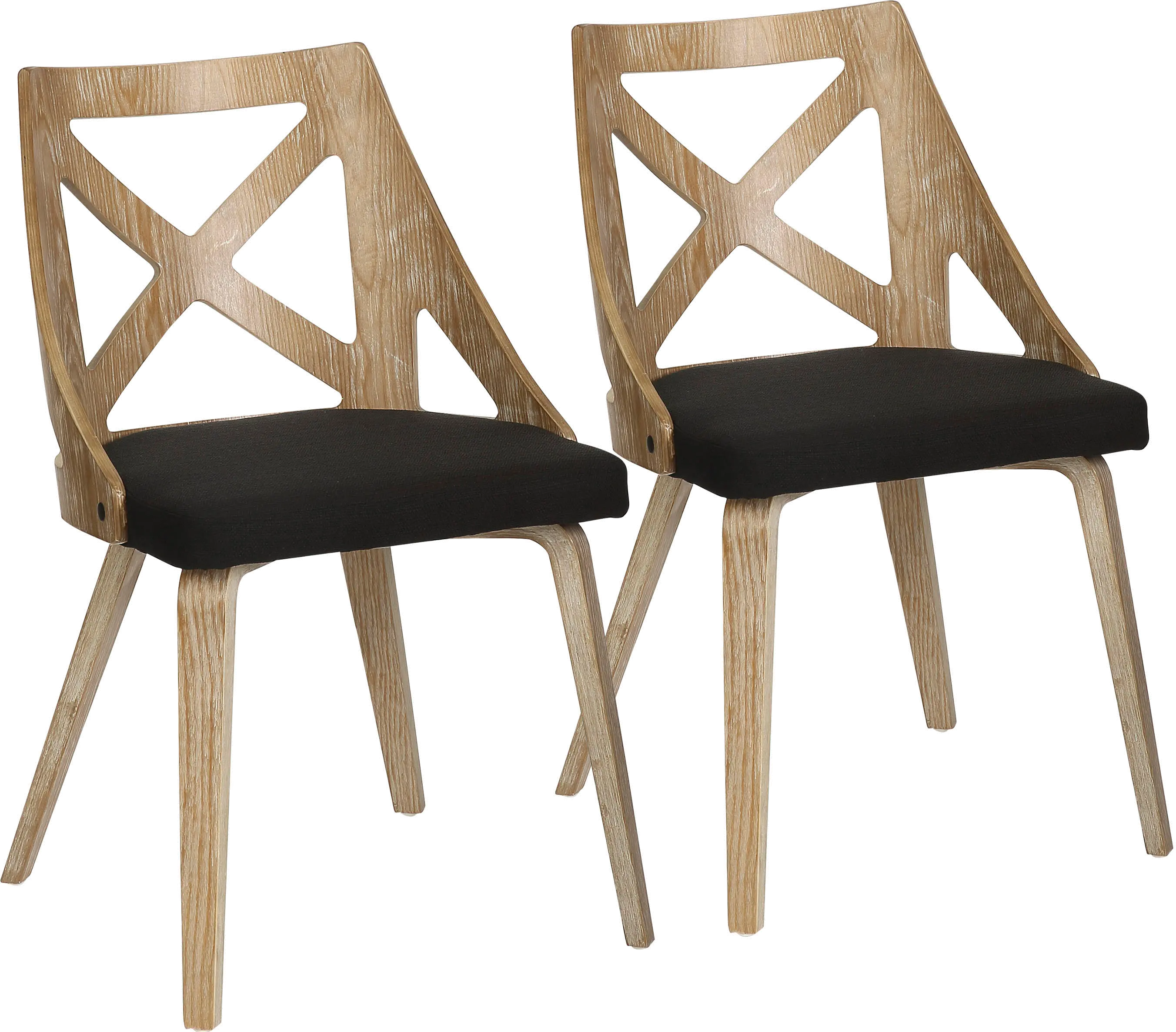 CH-CHARLOT WWCHAR2 Charlotte Light Brown & Charcoal Dining Chairs, Set of 2-1