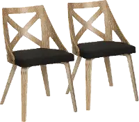 CH-CHARLOT WWCHAR2 Charlotte Light Brown & Charcoal Dining Chairs, Set of 2