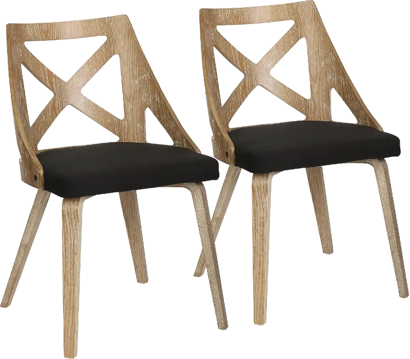 Charlotte Light Brown & Charcoal Dining Chairs, Set of 2