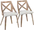 CH-CHARLOT WWCR2 Charlotte Light Brown & Cream Dining Chairs, Set of 2