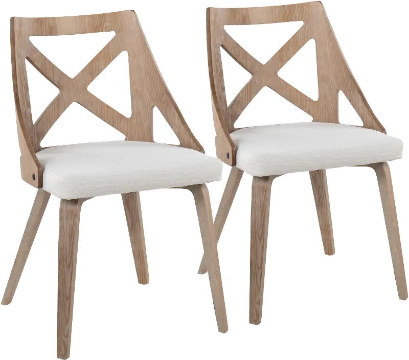 Charlotte Light Brown & Cream Dining Chairs, Set of 2