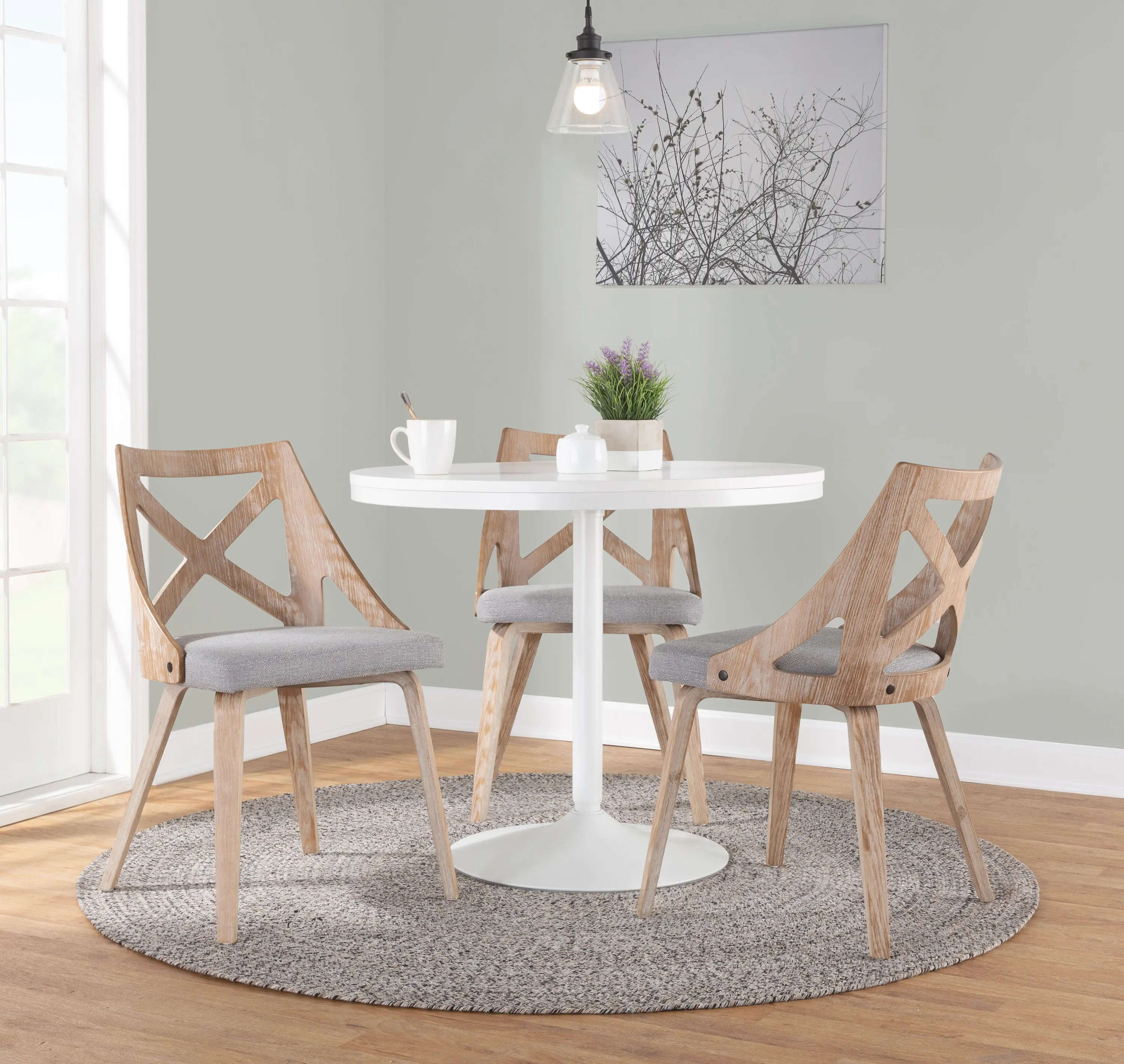 CH-CHARLOT WWGY2 Charlotte Light Brown & Light Gray Dining Chairs, Set of 2-2