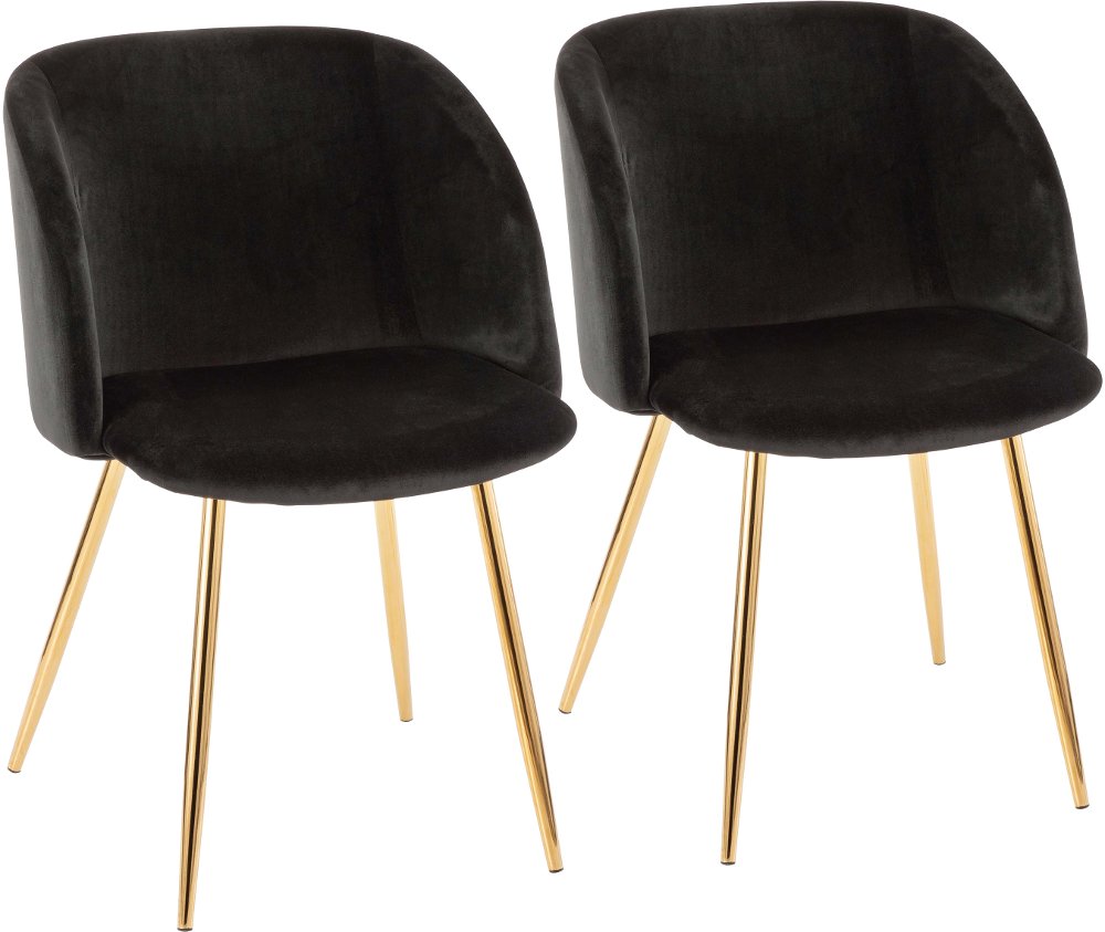 Fran Gold & Black Velvet Glam Dining Chairs Set of 2