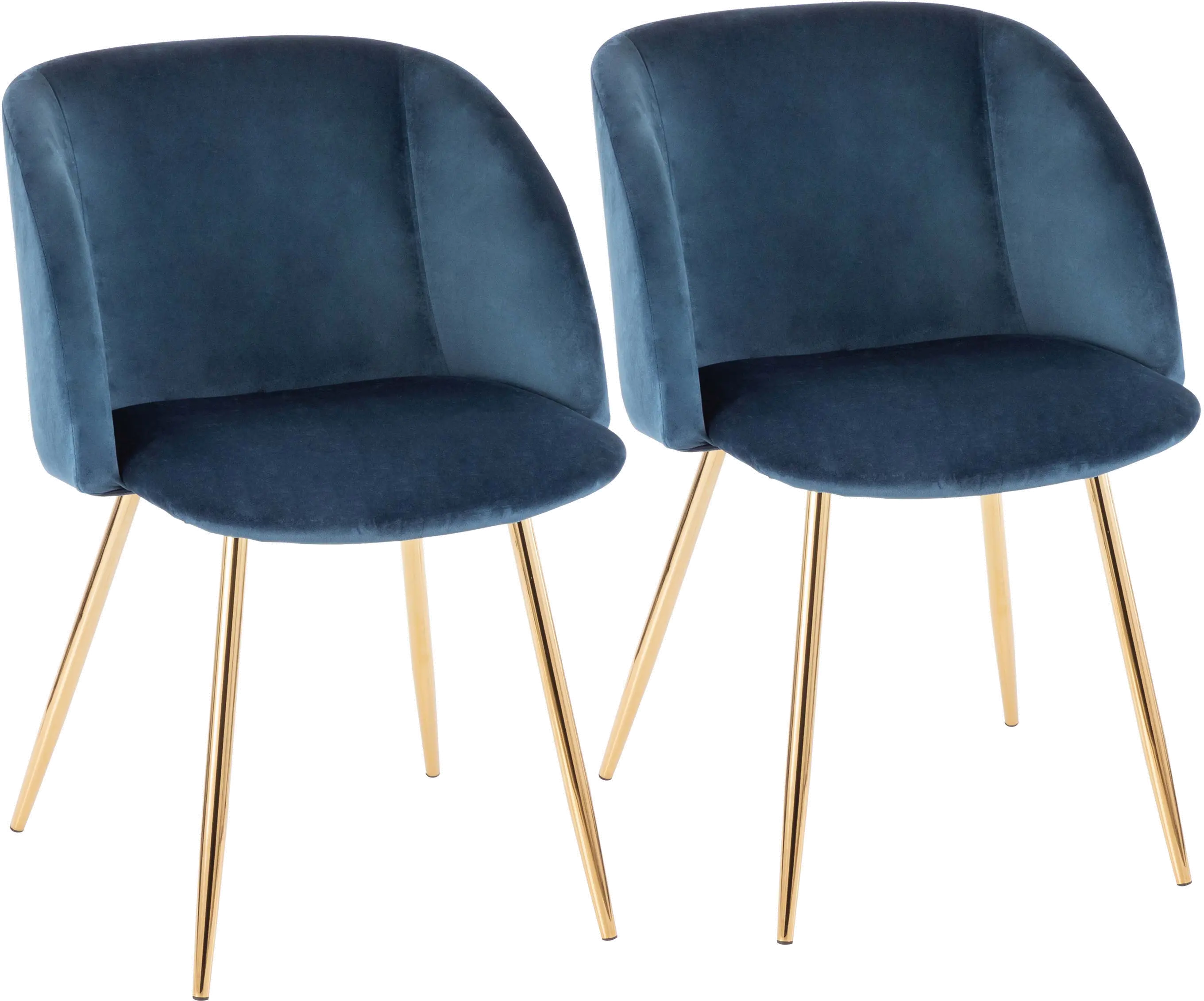 CH-FRAN AU+BU2 Fran Gold & Blue Velvet Glam Dining Chairs, Set of 2-1