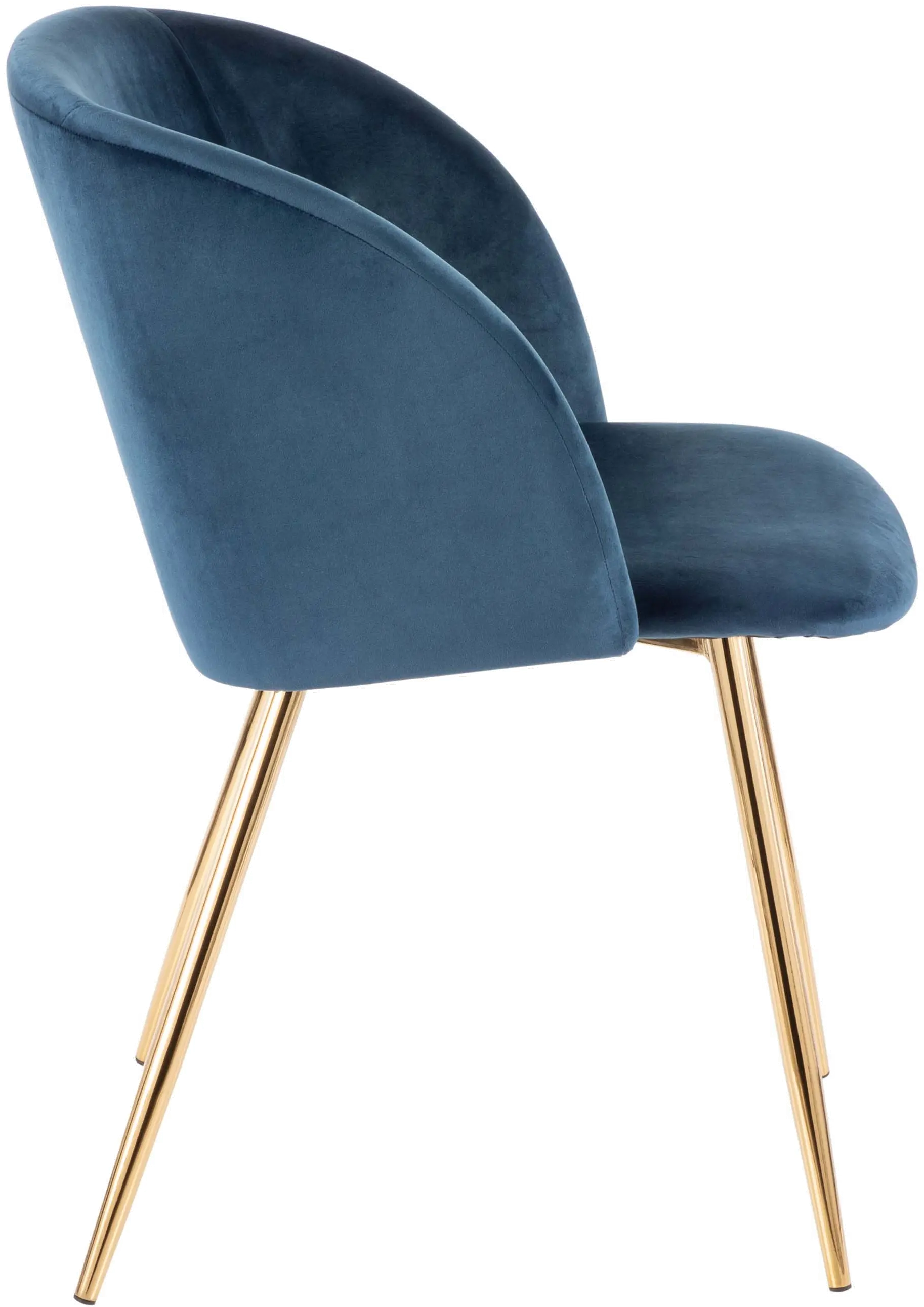 CH-FRAN AU+BU2 Fran Gold & Blue Velvet Glam Dining Chairs, Set of 2-3