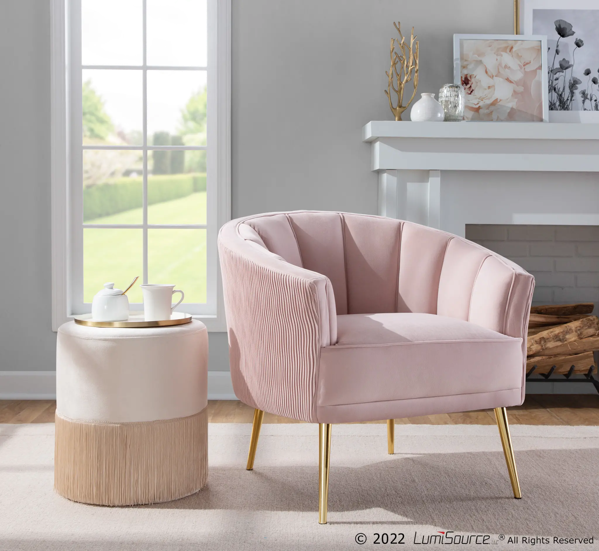 CHR-TANIAPLTWV AUVPK Tania Blush Pleated Waves Glam Accent Chair-2
