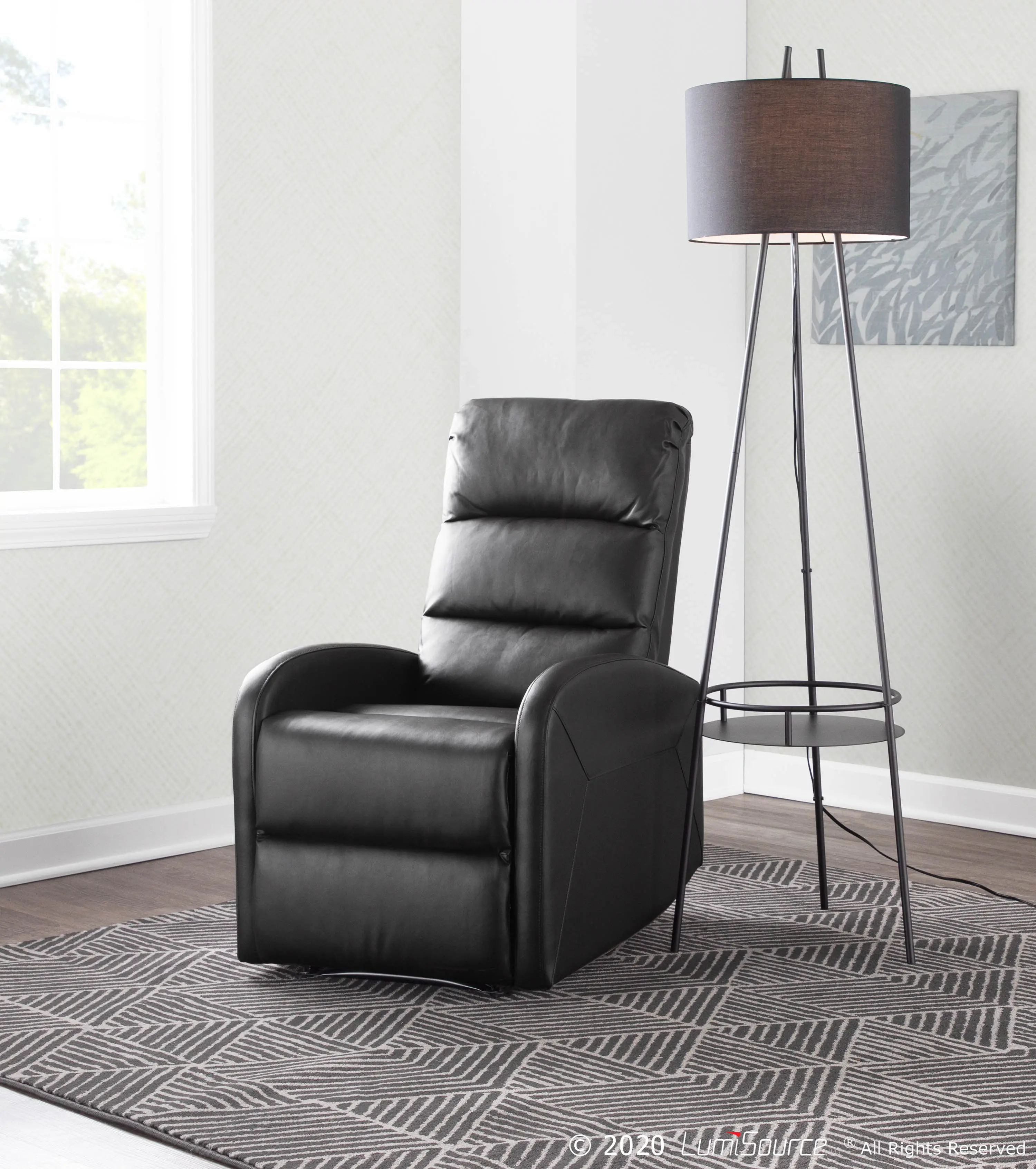 RCL-DORMI BK Dormi Black Faux Leather Manual Recliner-2
