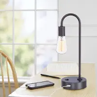 TL17-CANE-DBL GY Cane Slate Gray Exposed Blub Desk Lamp