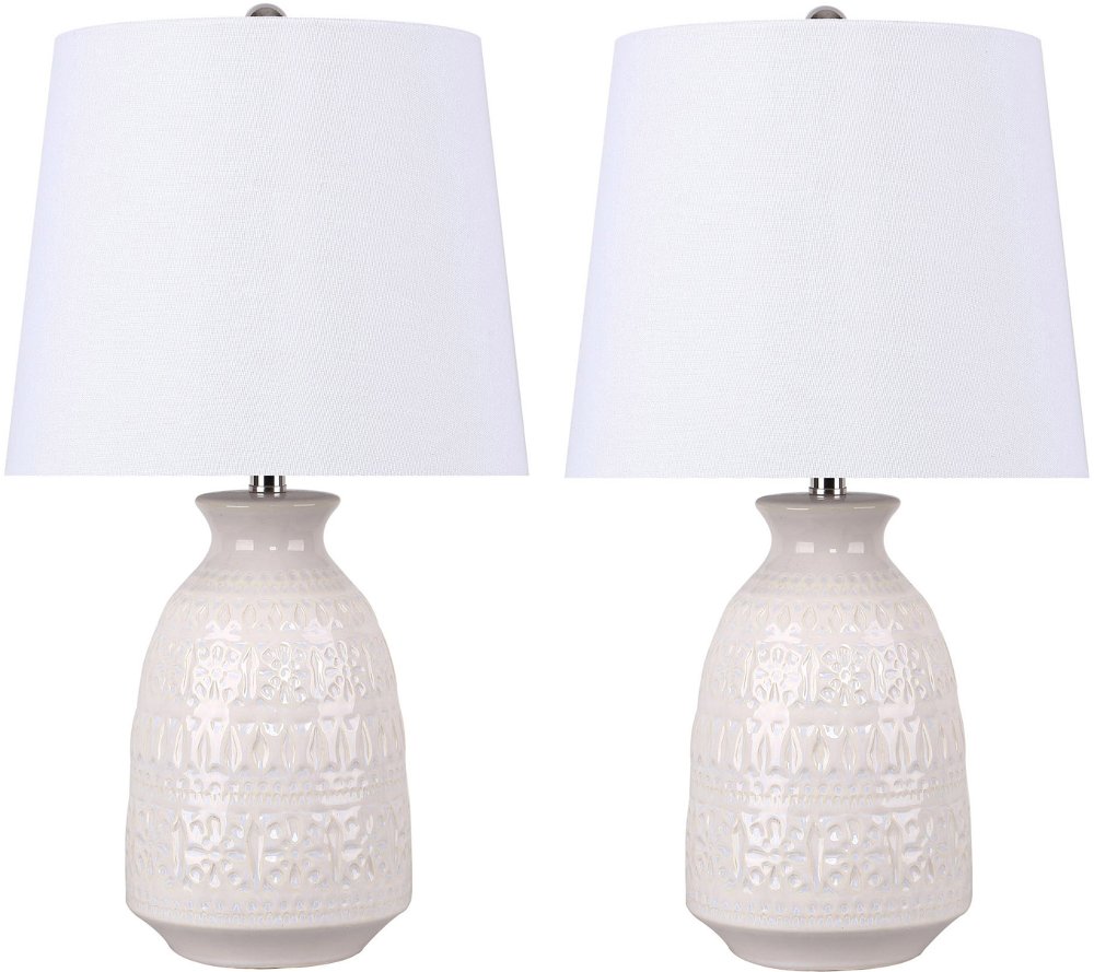 Claudia Cream Ceramic Table Lamps Set of 2