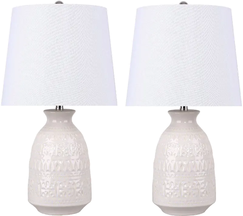 Claudia Cream Ceramic Table Lamps, Set of 2