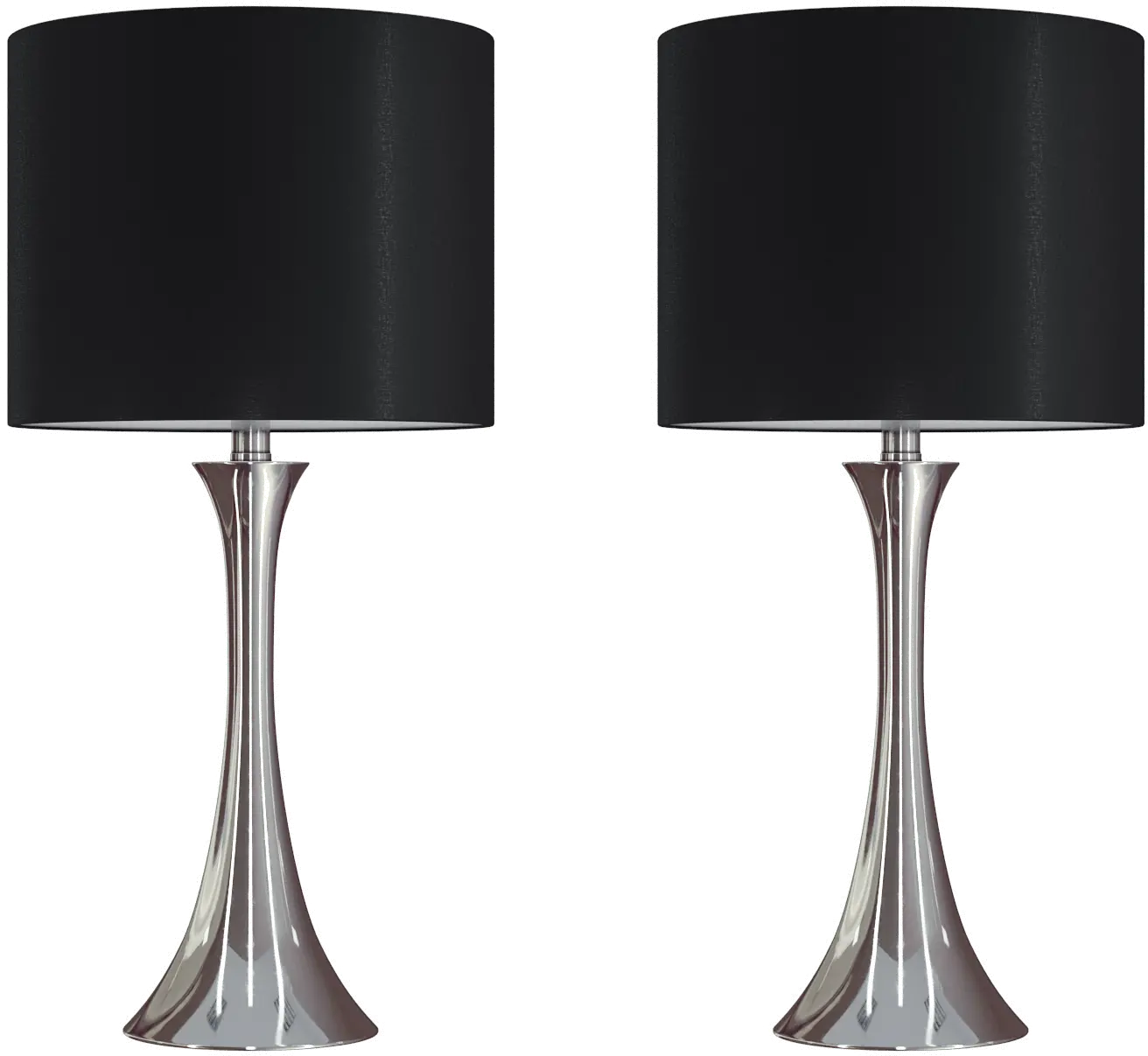 TL24-LENUXE-DBL NIBK2 Lenuxe Nickel Table Lamps with Black Shades, Set of 2-1