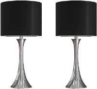 TL24-LENUXE-DBL NIBK2 Lenuxe Nickel Table Lamps with Black Shades, Set of 2