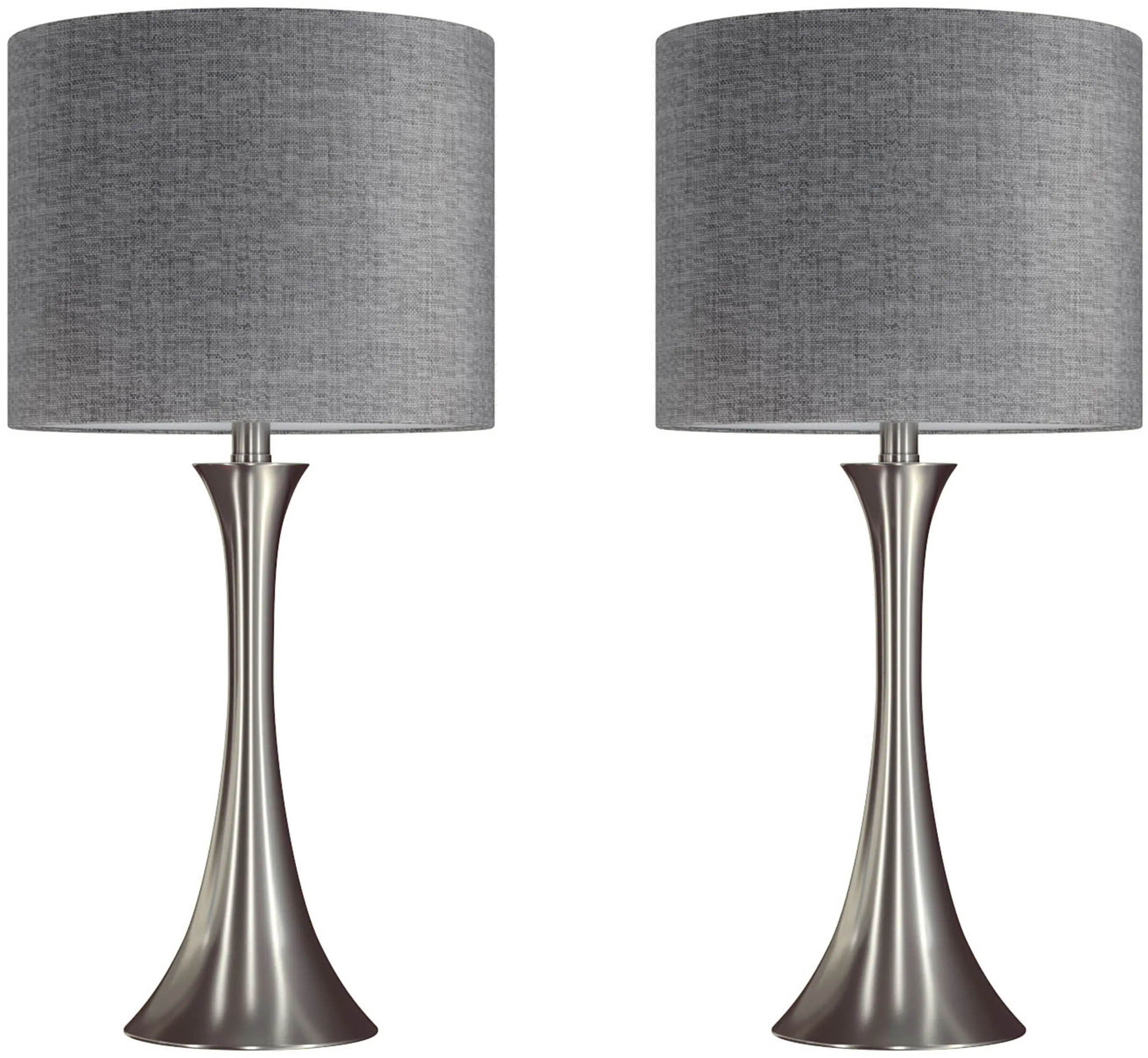 TL24-LENUXE-DBL NIGY2 Lenuxe Nickel Table Lamps with Gray Shades, Set of 2-1
